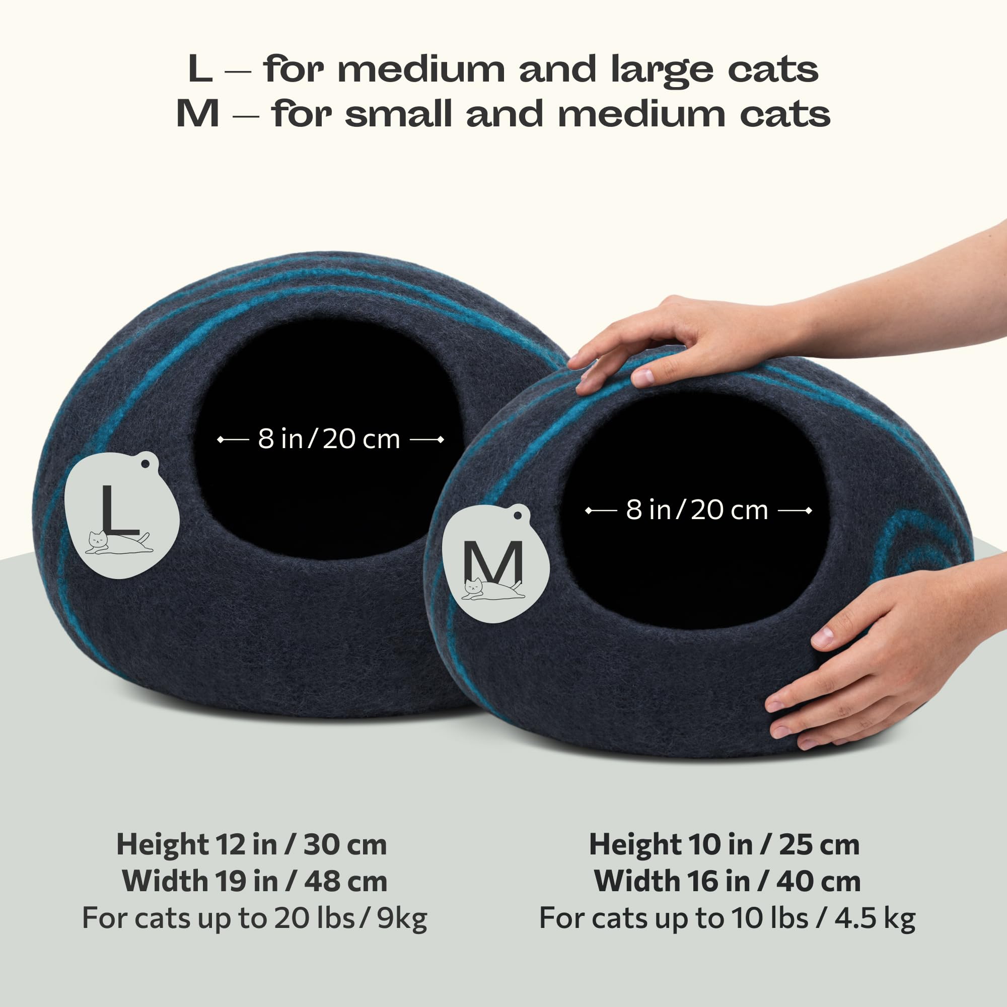 Interior suave de MEOWFIA Cueva para Gato en lana merino para dormir cómodo.