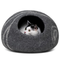 MEOWFIA cueva para gato de lana merino gris oscuro, exterior elegante