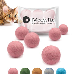 MEOWFIA Pelotas de lana 2in en rosa, perfectas para juego suave.