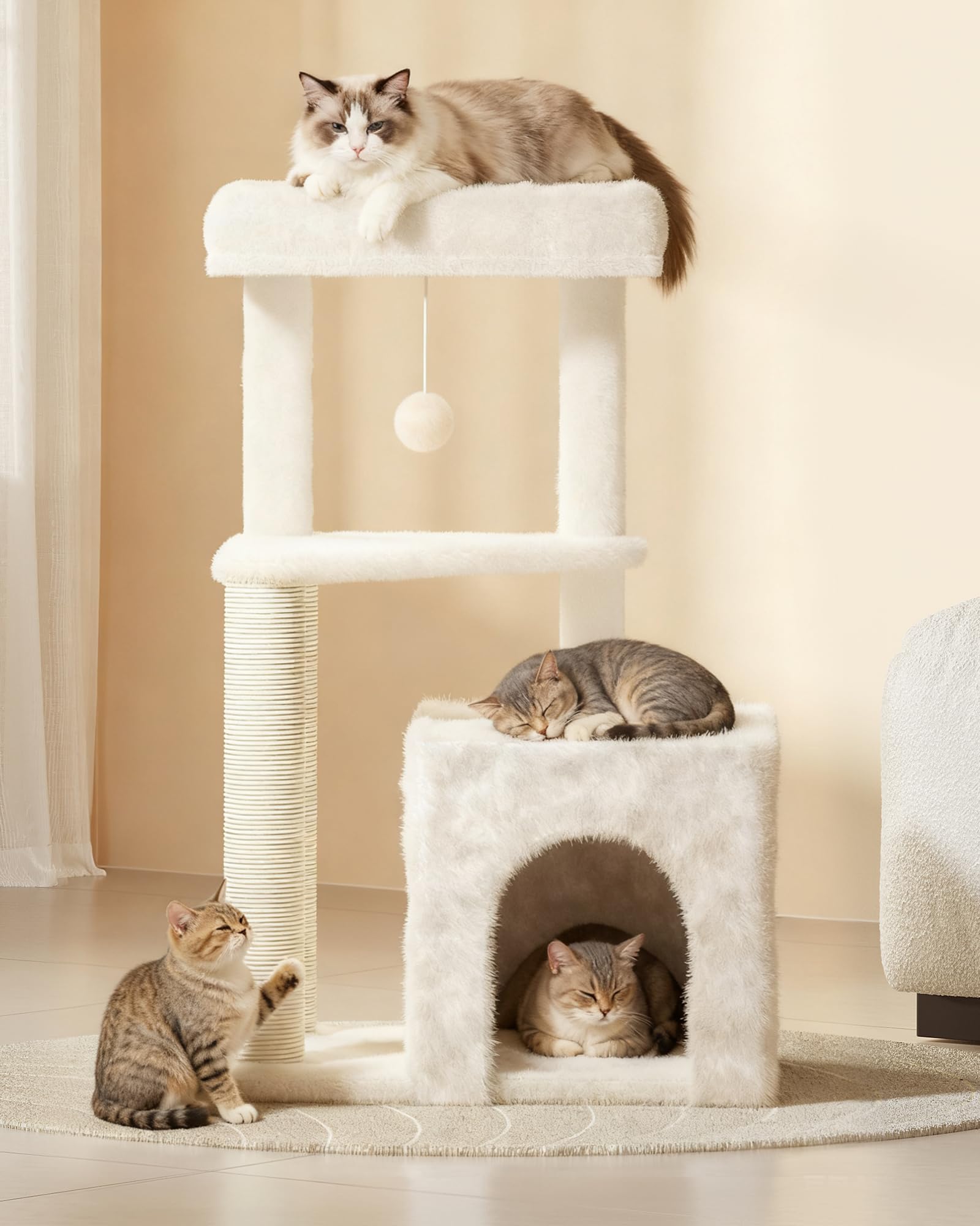 MeowHomm torre para gatos: acabado beige elegante que combina con la decoración