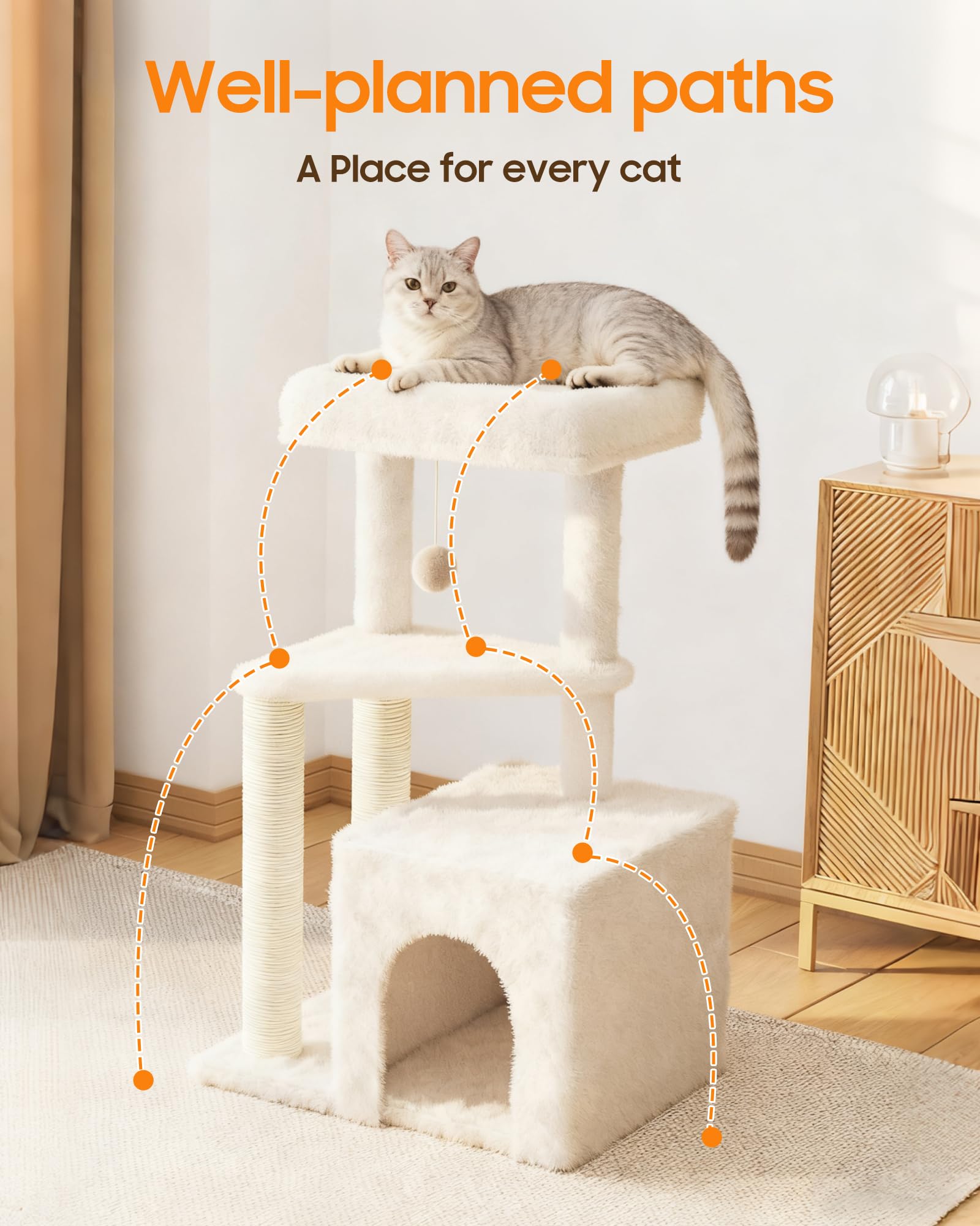 MeowHomm torre para gatos: ideal para felinos adultos, superficie amplia para descansar