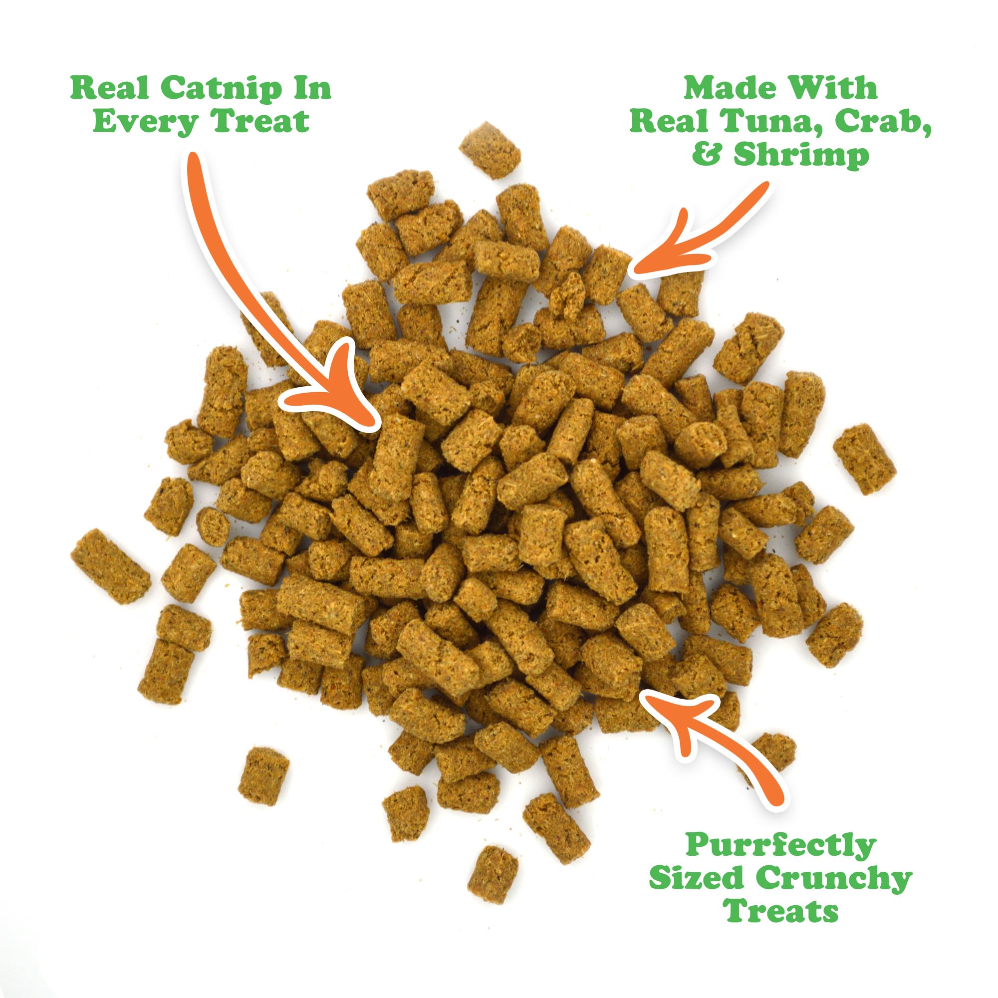 Meowijuana Crunchie Munchies atun-cangrejo, sabor marino para recompensas diarias.