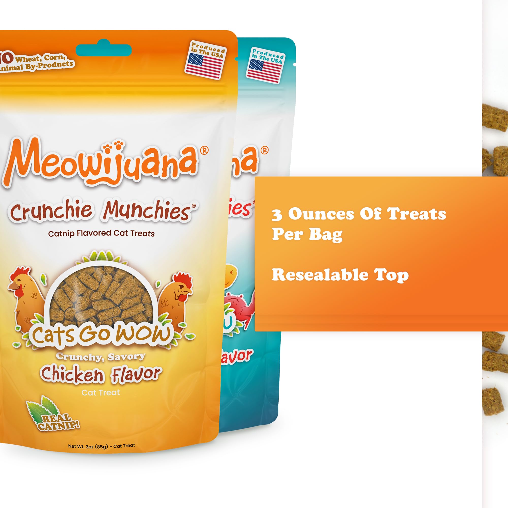 Meowijuana Crunchie Munchies sin trigo para gatos sensibles