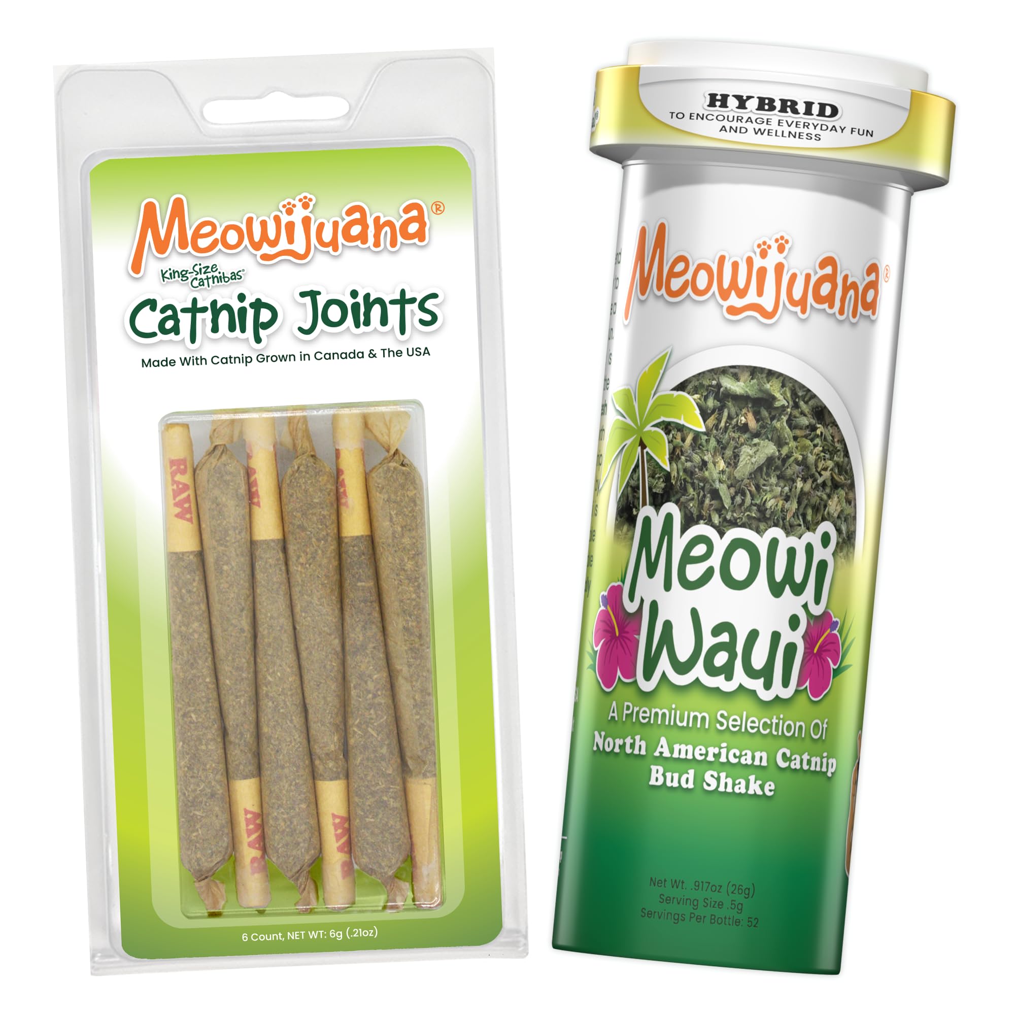 Meowijuana Meowi-Waui Bundle rollos de catnip tamaño rey para juego activo en casa