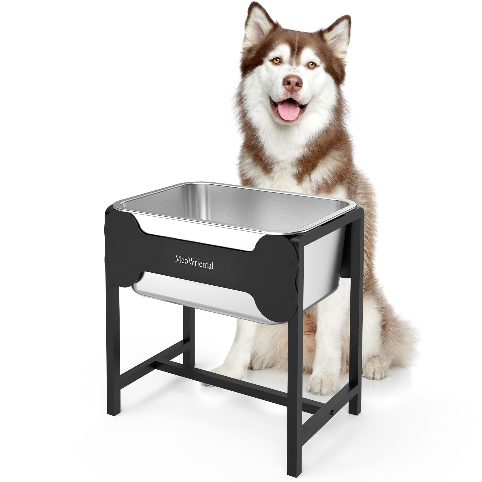 MeoWriental bebedero elevado de acero inoxidable para perros grandes con gran capacidad