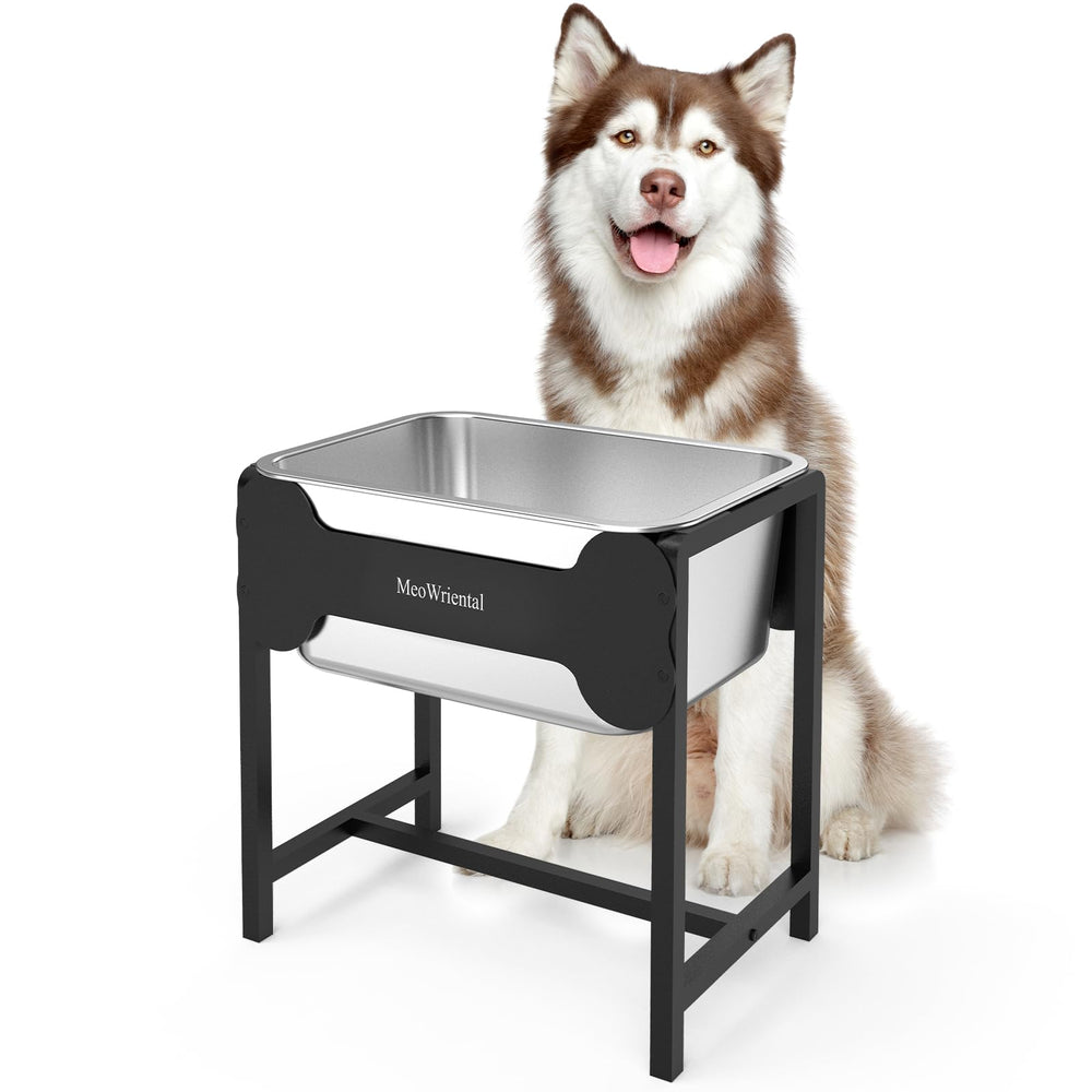 MeoWriental bebedero elevado de acero inoxidable para perros grandes con gran capacidad