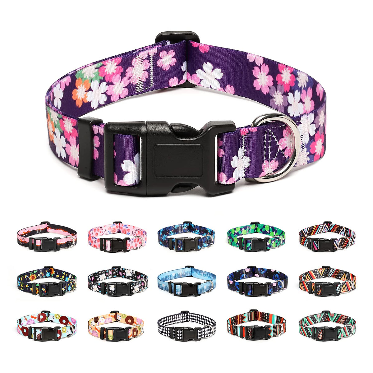 Mercano collar para perro ajustable con diseño floral pastel para paseos con estilo.