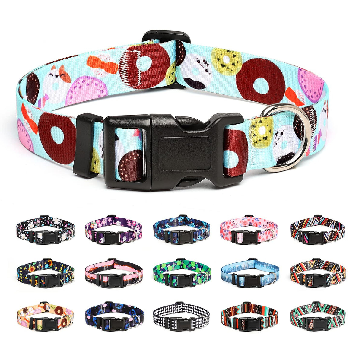 Collar Mercano ajustable con diseños tribales azules, ideal para uso diario