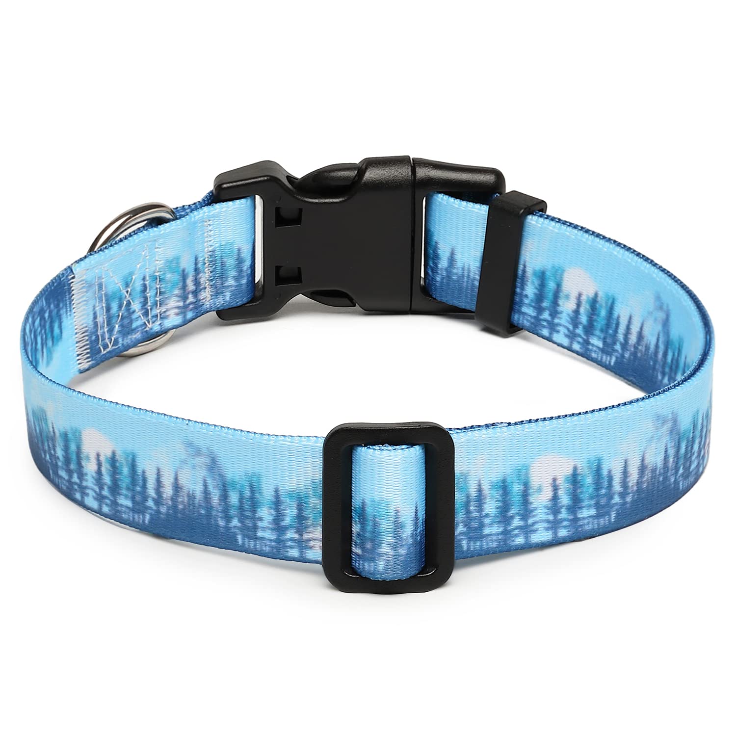 Mercano collar para perros con diseño floral tribal y bosque, perfecto para salidas diarias.