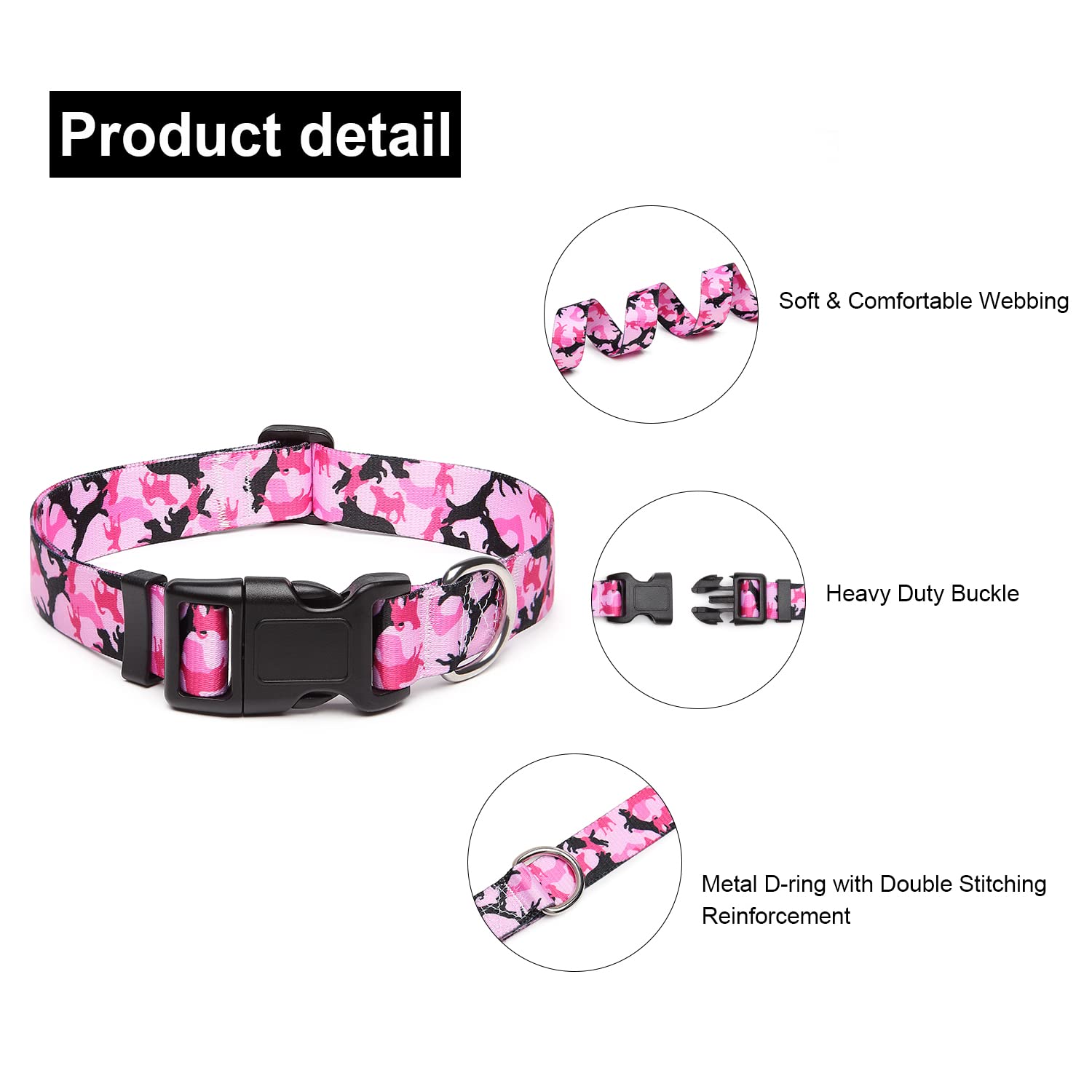 Mercano collar perro hebilla rápida, seguro y fácil de poner.
