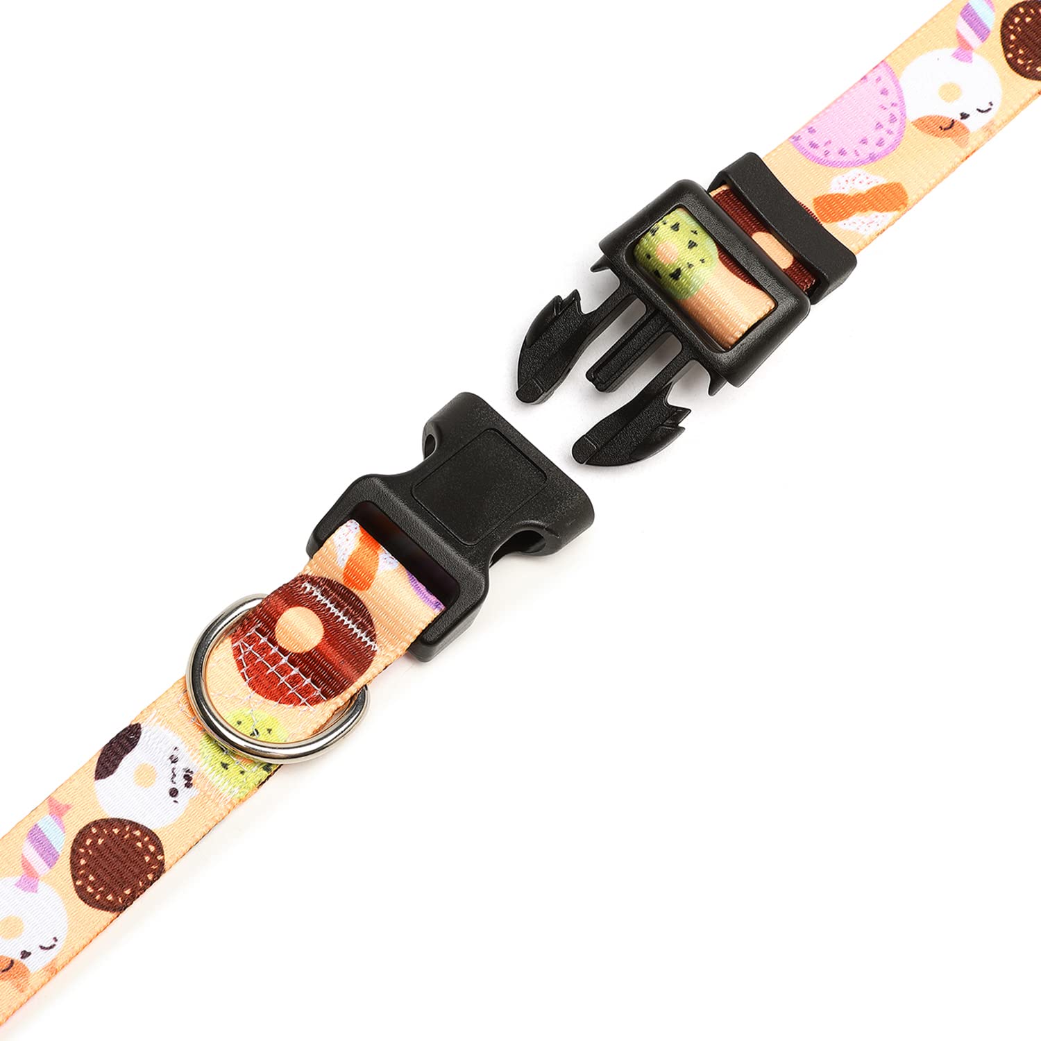 Mercano collar con patrones coloridos, mejora la visibilidad y estilo.