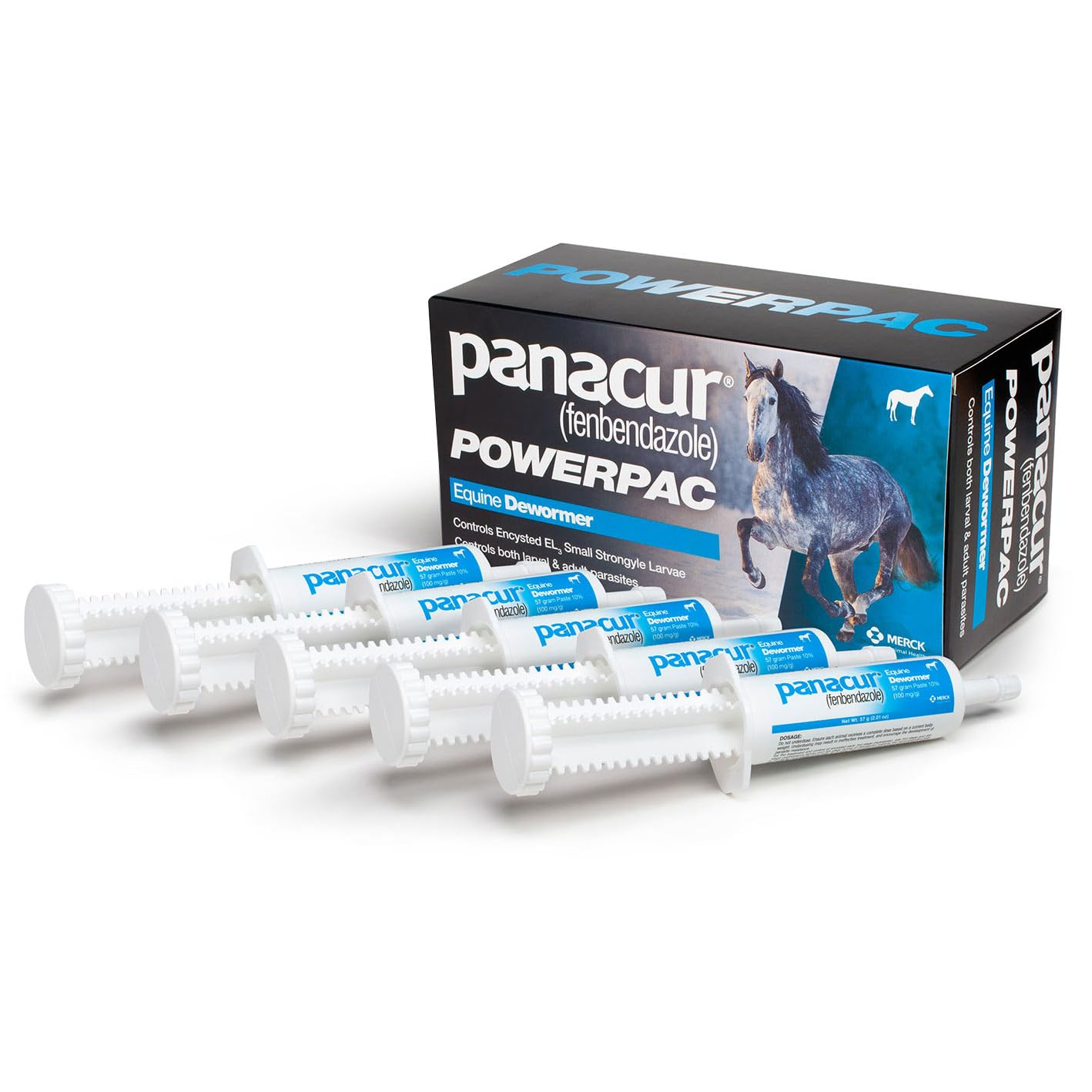 Panacur Powerpac para helmintos comunes de caballos.