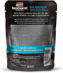 Merrick Backcountry trozos de pato en salsa visibles, textura apetecible para gatos