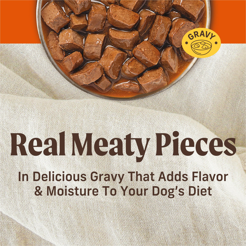 Merrick, bistec real en lata, aporta proteína de calidad para músculos.