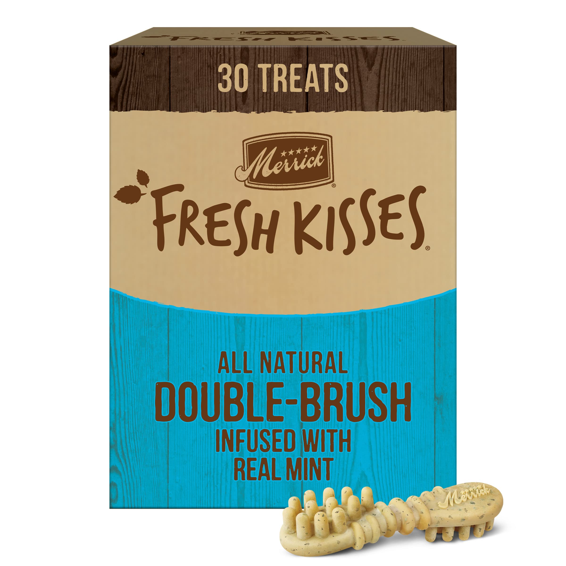 Merrick Fresh Kisses cepillo dental para perros medianos, ayuda a limpiar durante la masticación