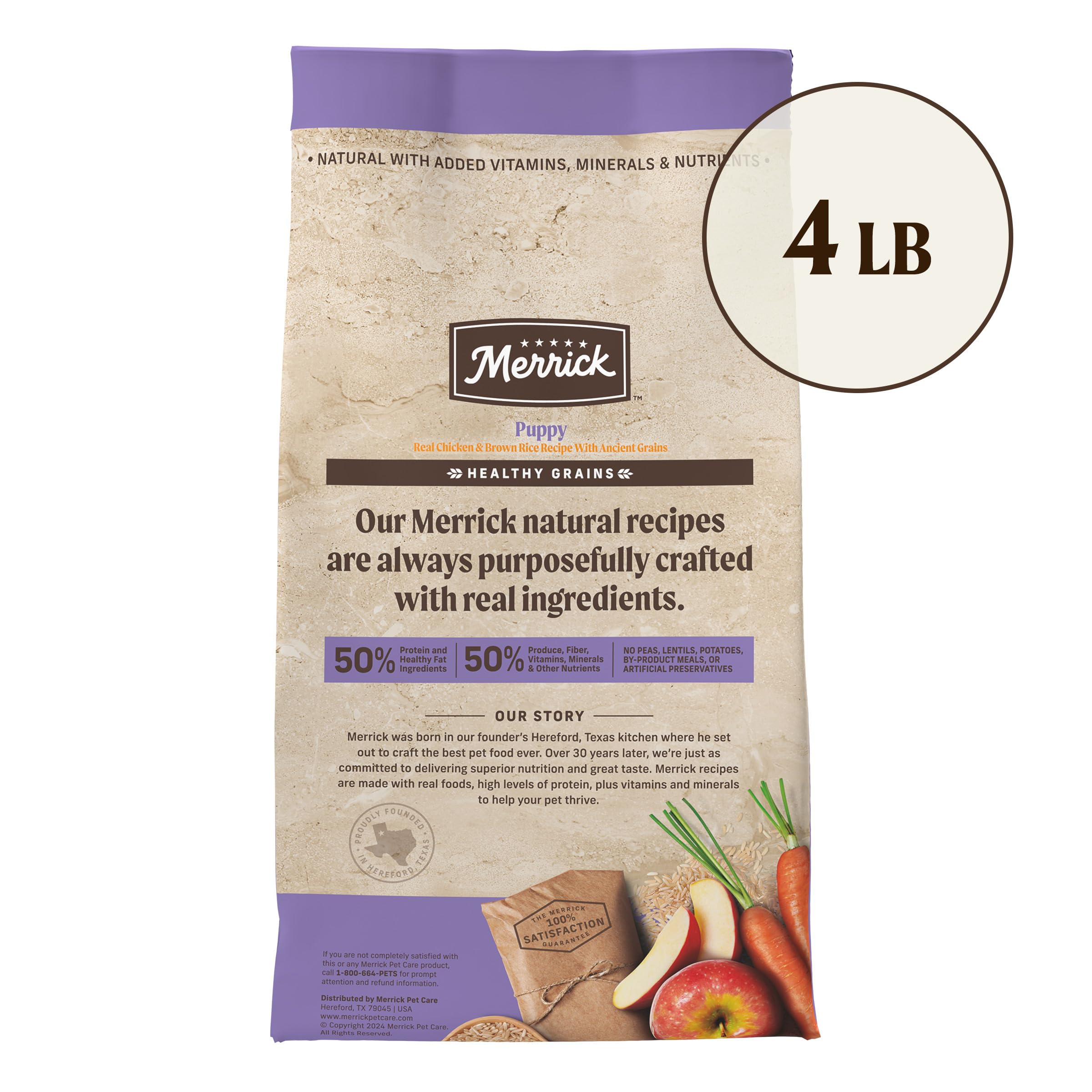 Merrick Healthy Grains para cachorros, DHA para desarrollo cerebral.