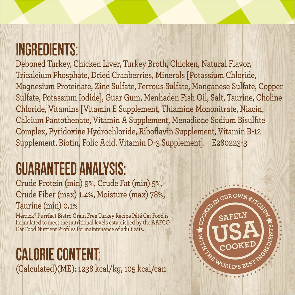Merrick Purrfect Bistro: elaborado en Estados Unidos con ingredientes de calidad.