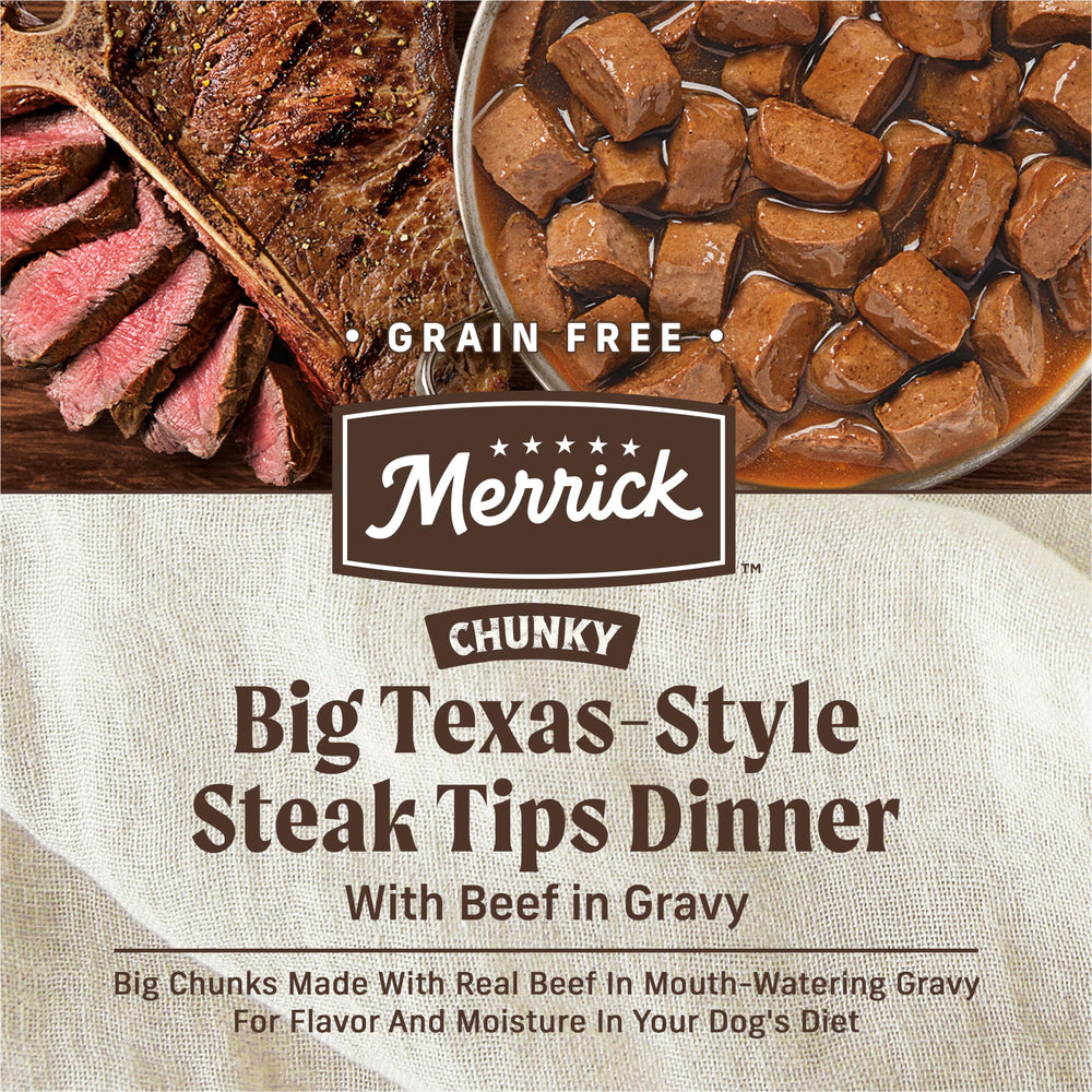 Merrick, trozos grandes en comida, ofrece textura agradable.