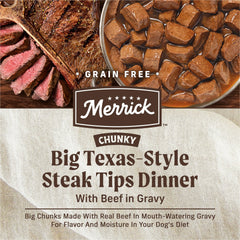 Merrick, trozos grandes en comida, ofrece textura agradable.