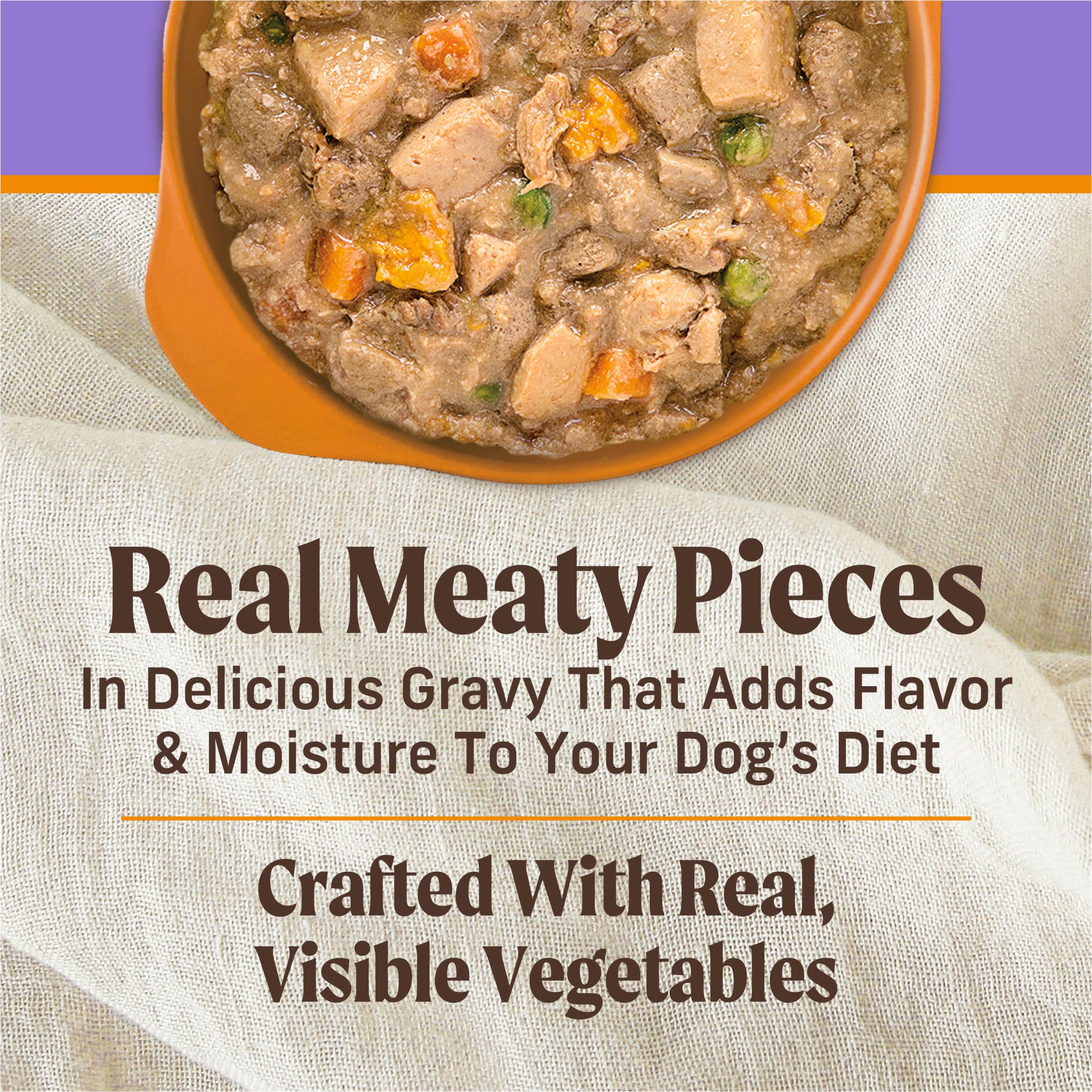 Merrick verduras pollo dulce lata, combinación suave para nutrir cachorros.