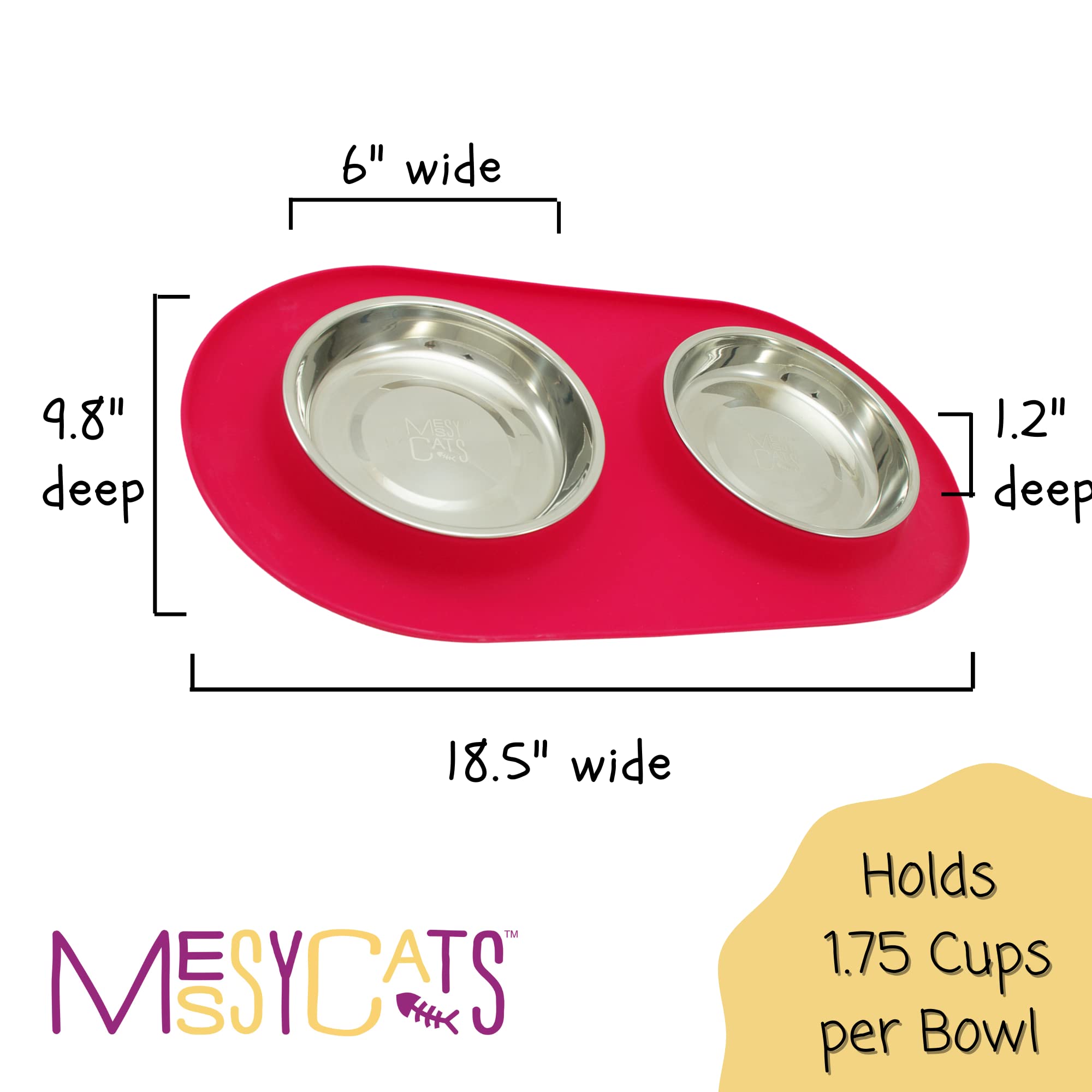Diseño anti-derrame en Messy Cats que contiene gotas y migas.