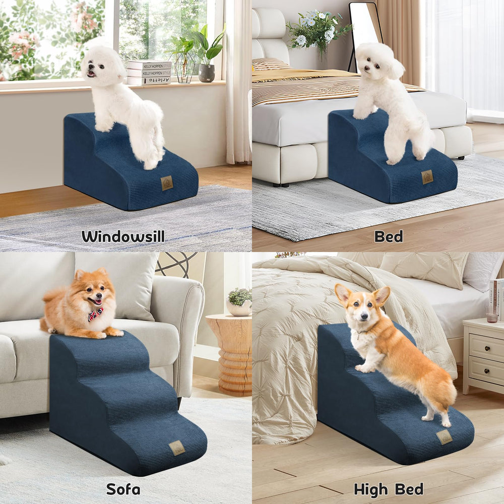 Escalera Mestuel para gatos y mascotas pequeñas, uso diario en sofá.