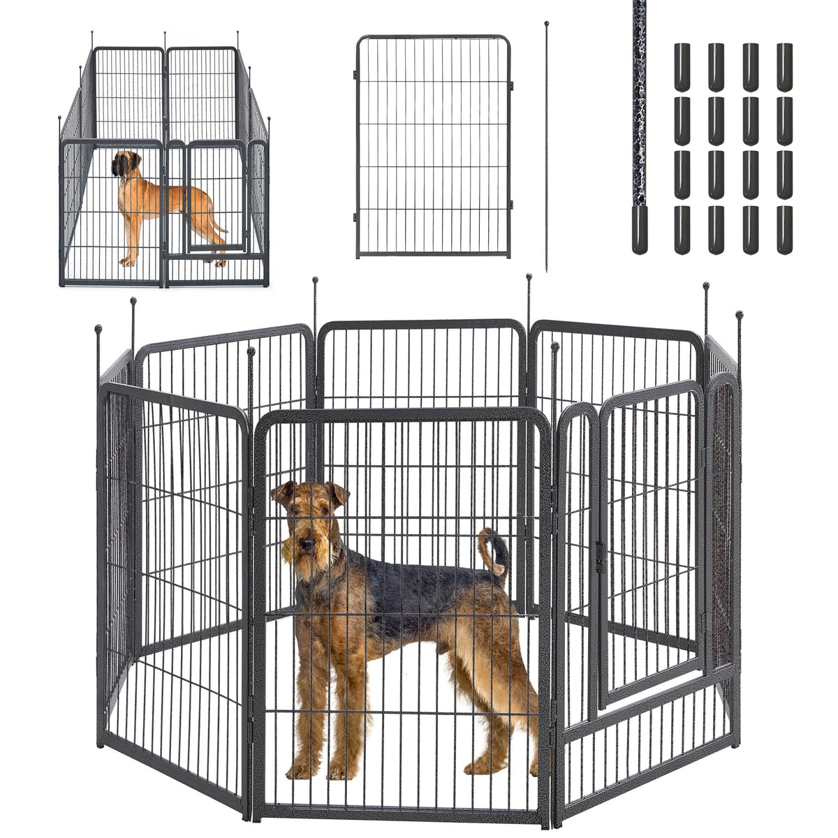 La jaula mestyl para perros de 8 paneles, altura de 40 pulgadas para mayor seguridad exterior.