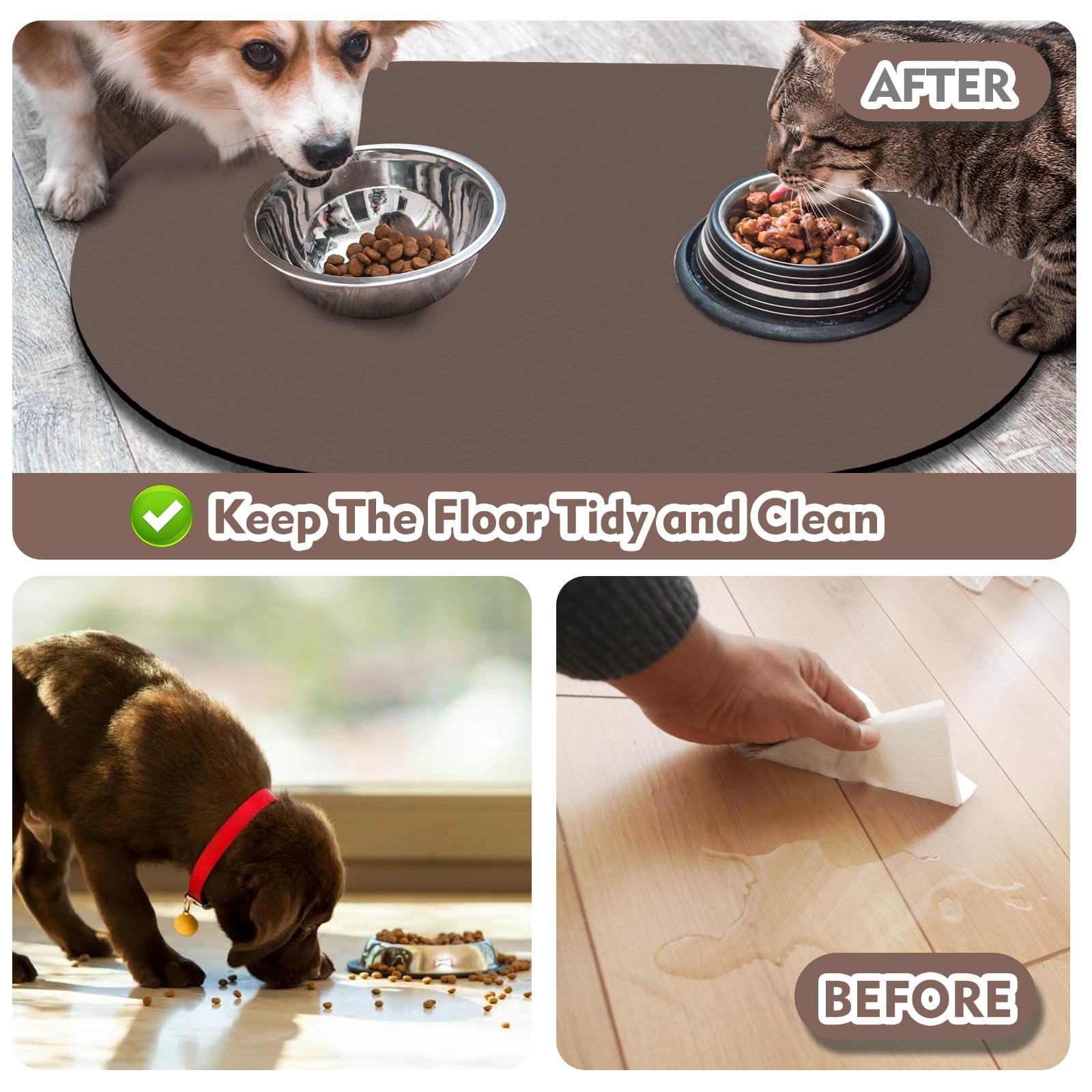 METEOROCK Alfombra para gatos en varios tamaños, se adapta a comederos dobles.