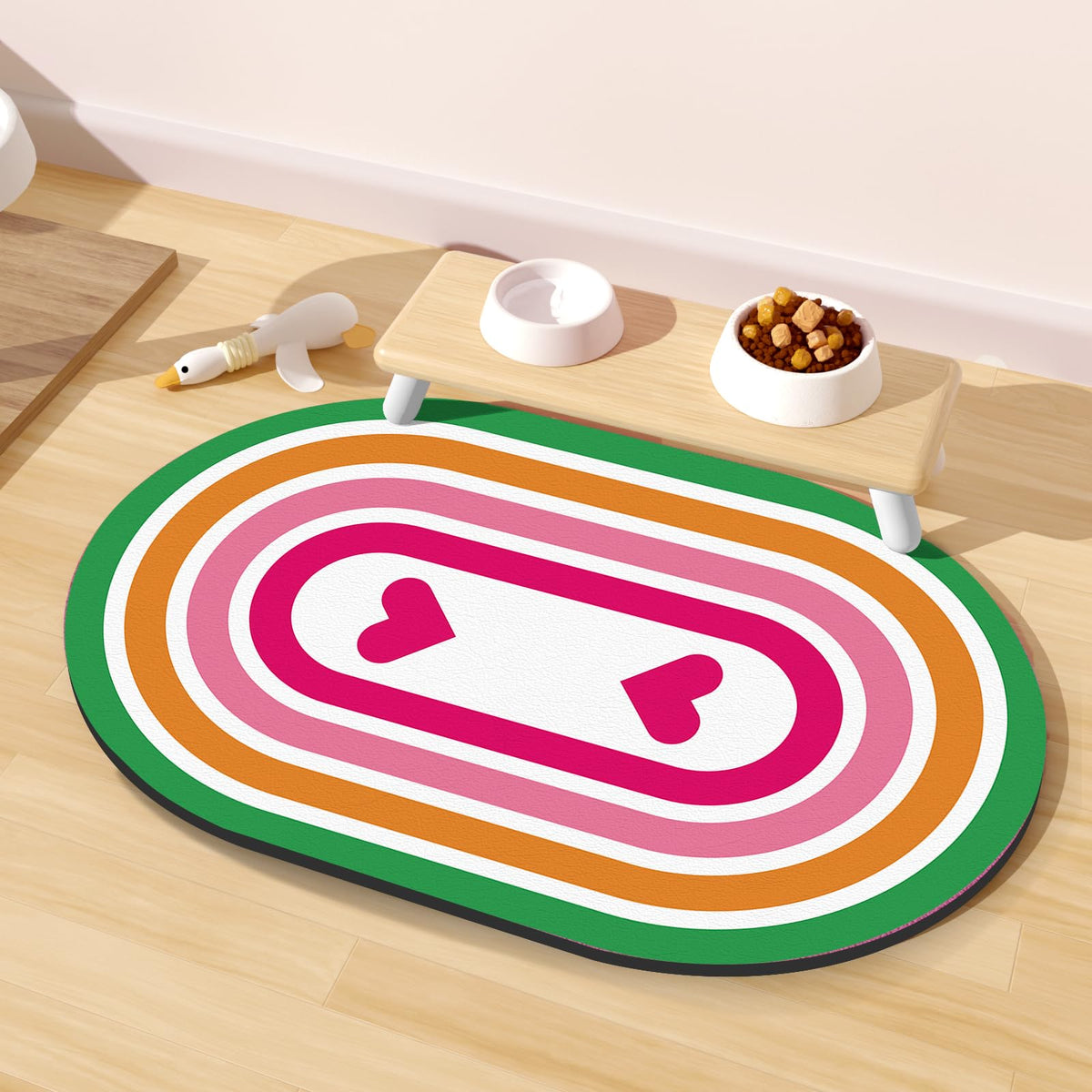 METEOROCK: tapete de alimentación grande, captura derrames para suelos limpios.