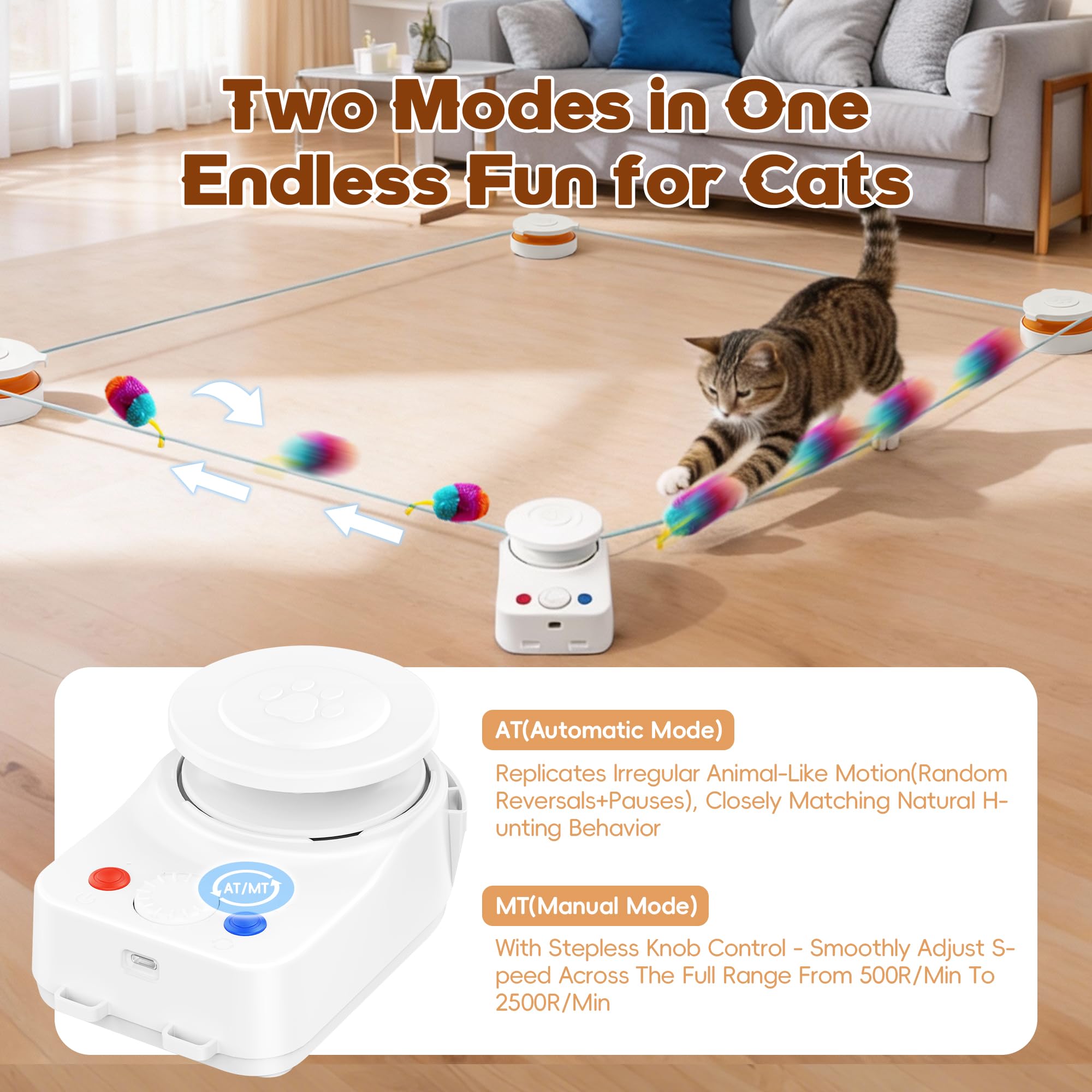 Metiya juguete interactivo para gatos, diseño antifatiga que favorece juego responsable.