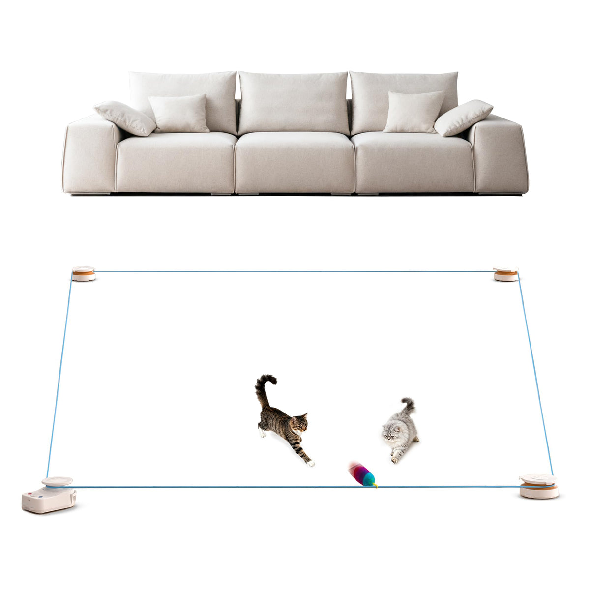 Metiya juguete interactivo para gatos, frontal con base estable para ejercicio interior.