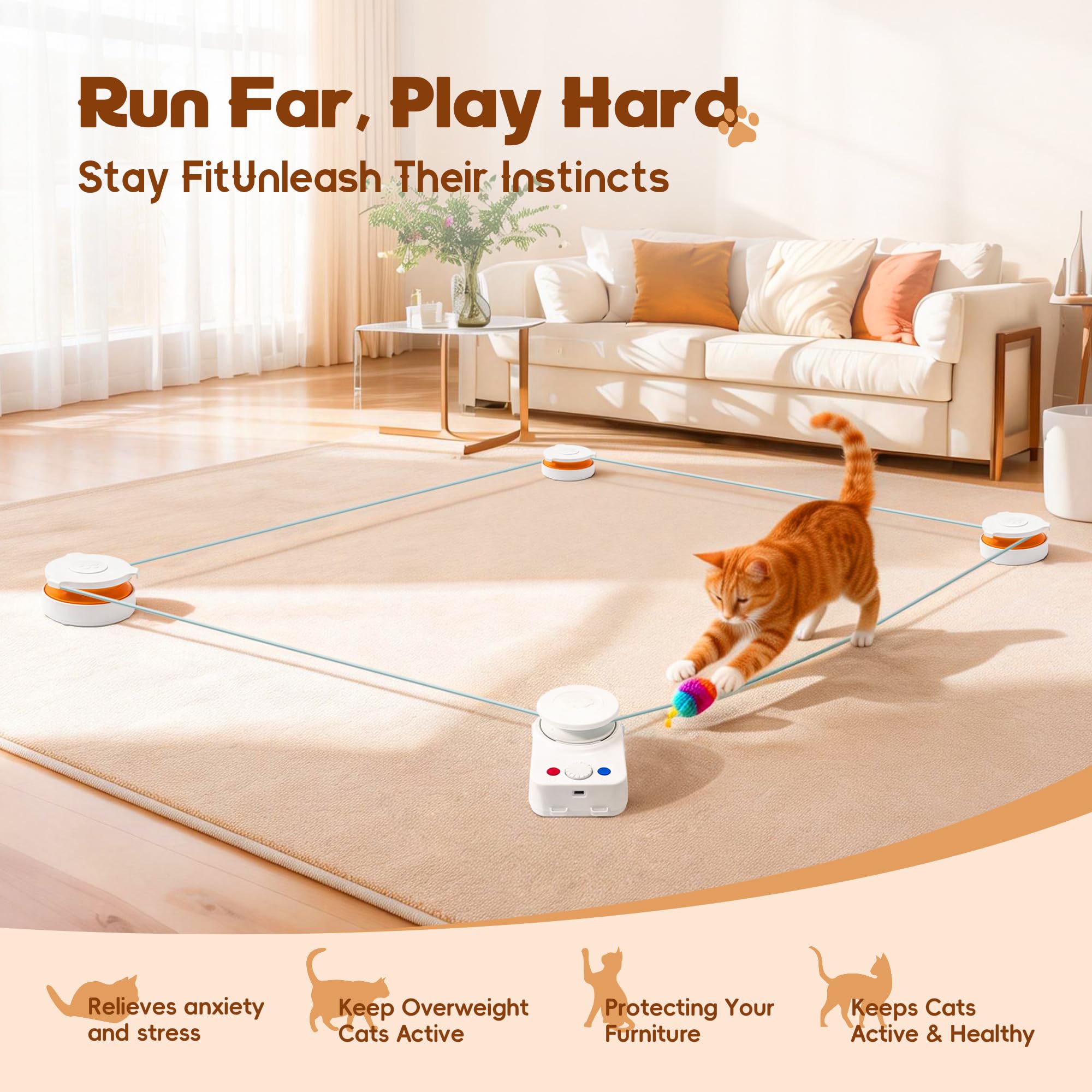 Metiya juguete interactivo para gatos, movimiento aleatorio automático para estimulación.