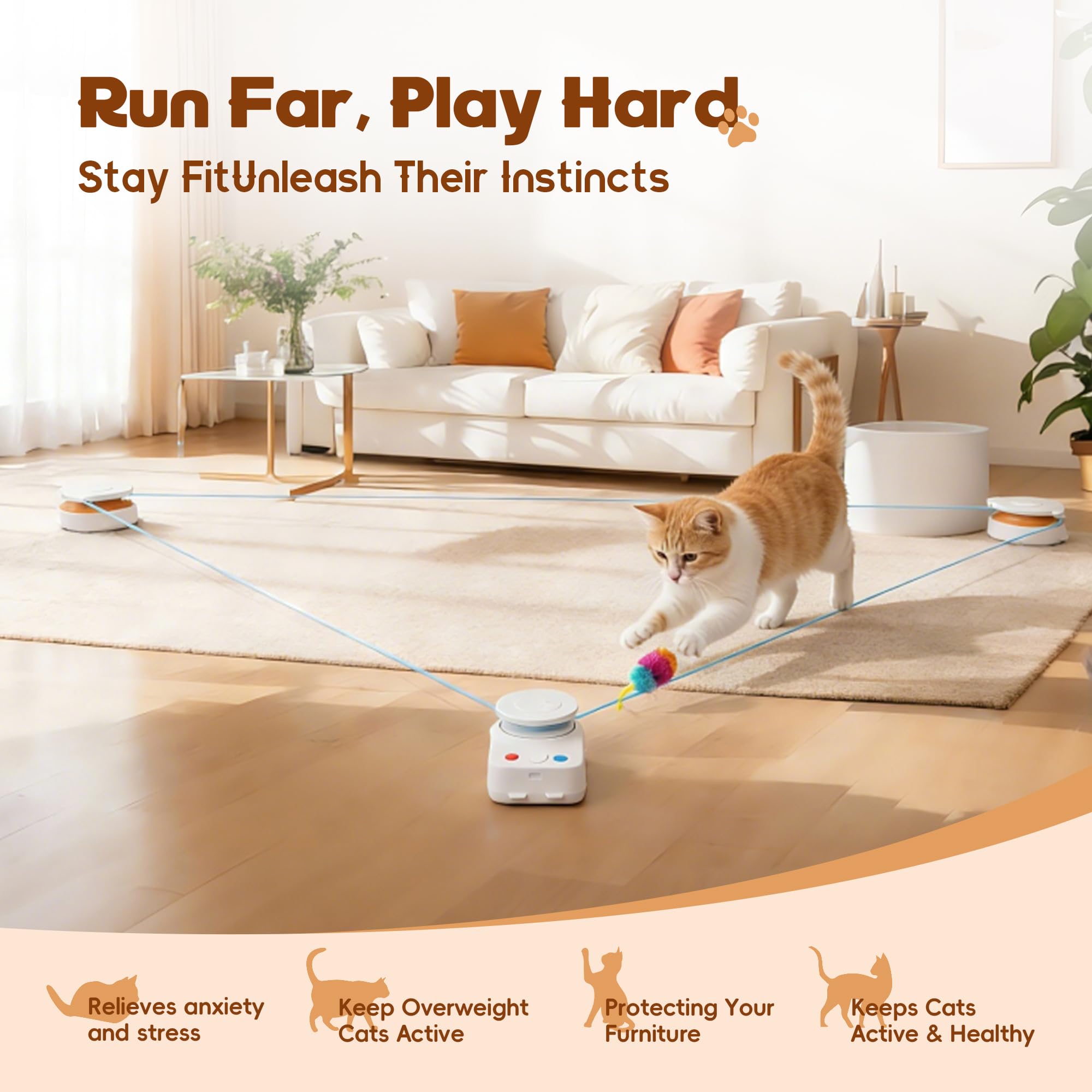 metiya Juguete interactivo para gatos: control automatico para diversificar el juego y la estimulación.