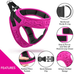 Arnés Metric USA Comfort Fit con entrada tipo paso, colocado fácilmente.