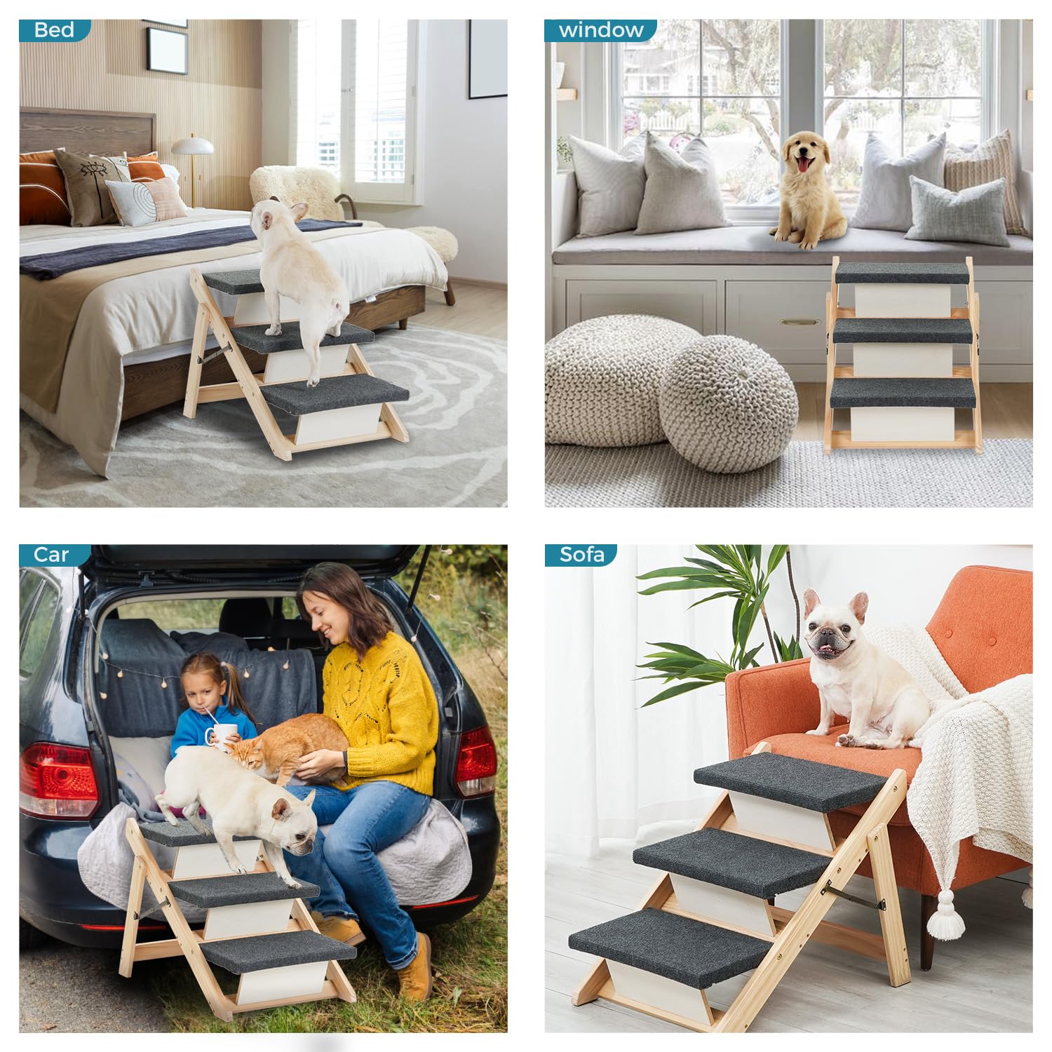 MEWANG montaje sencillo: cambia entre escalera, rampa y almacenamiento.
