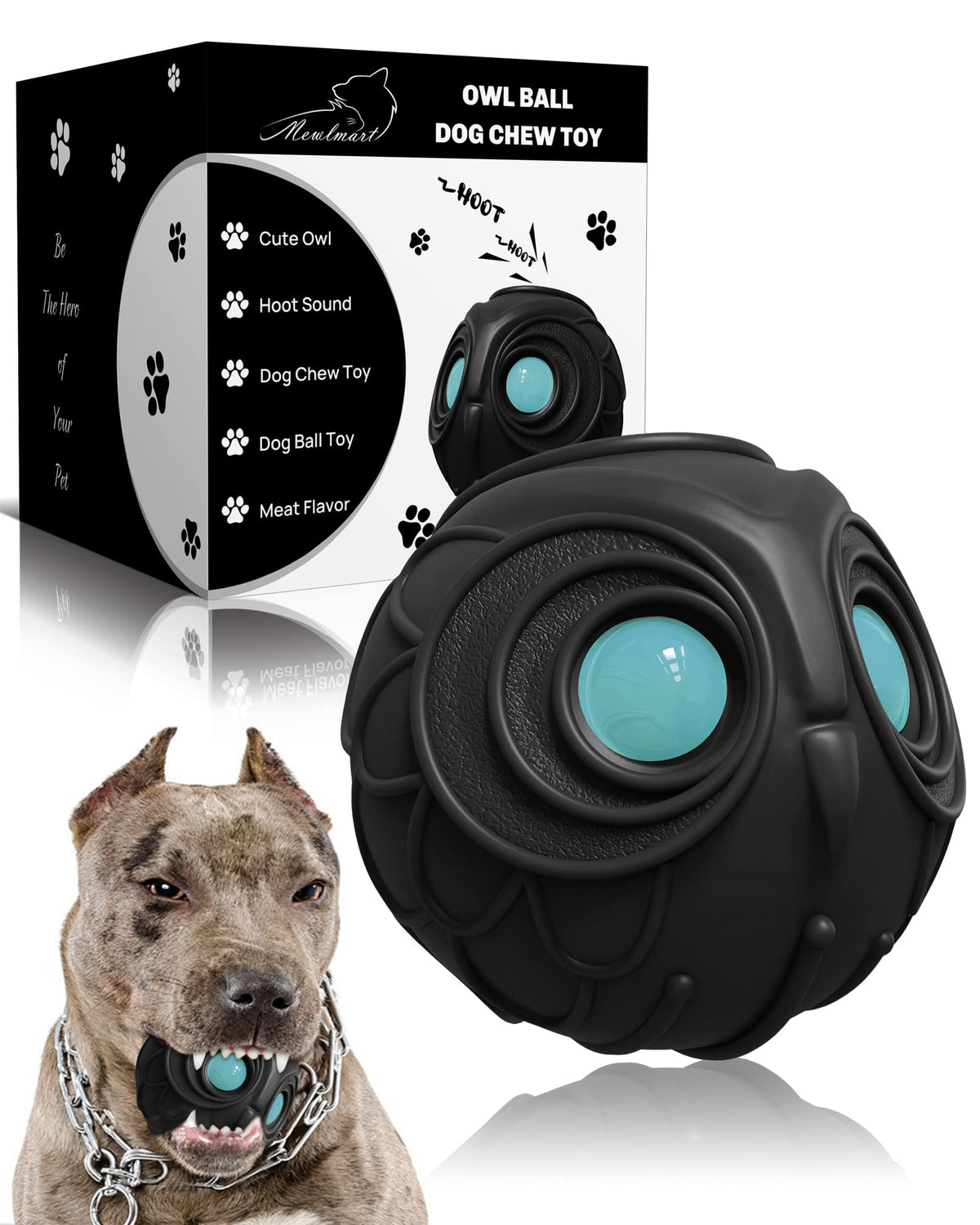 Bola risueña de Mewlmart, duradera para masticadores agresivos, ideal para juego al aire libre.