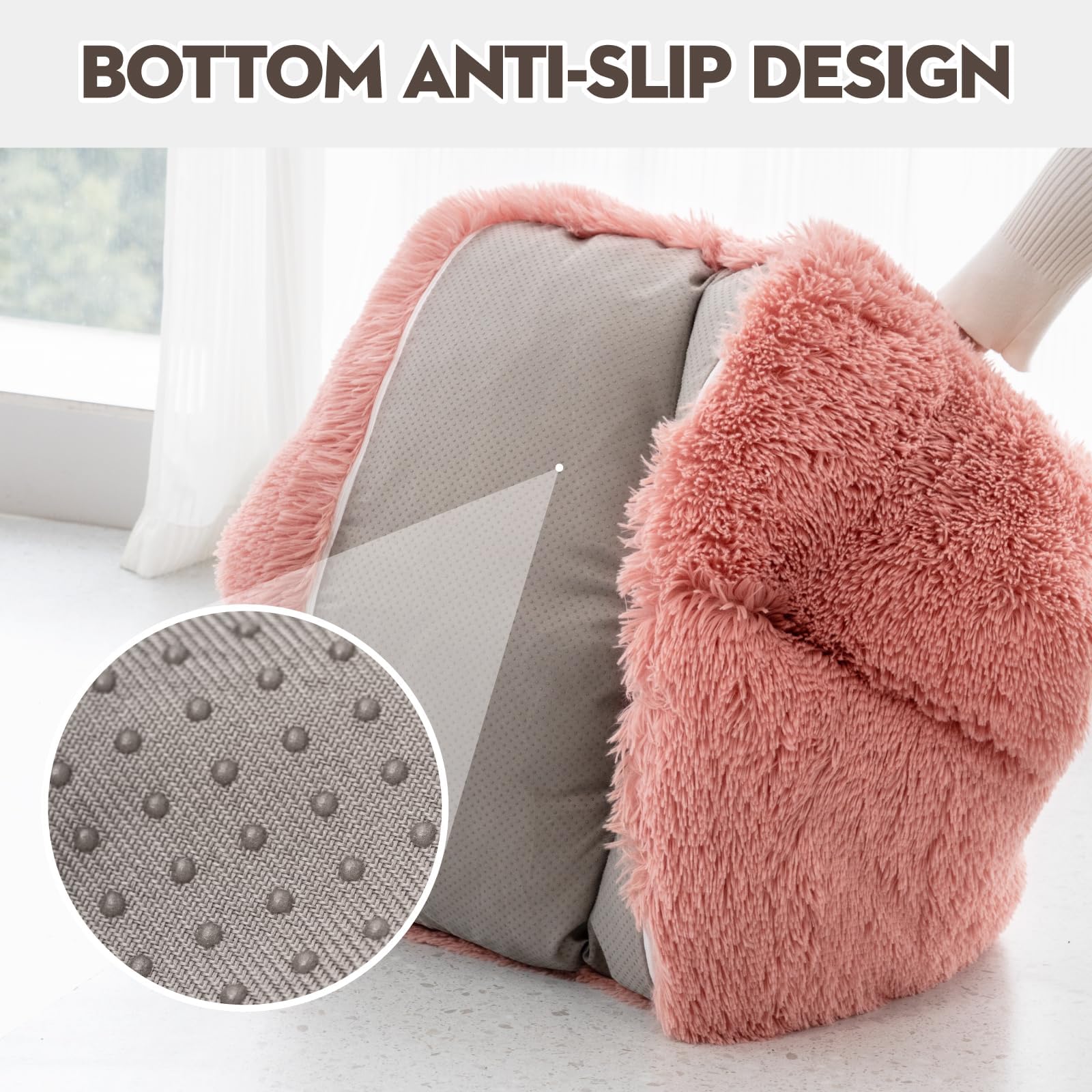 Base antideslizante de Mewoo mantiene estable la cama rosa.