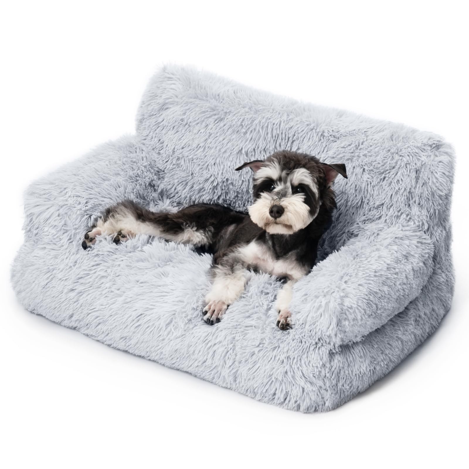 Mewoo sillon-perro-pequeno-gris ofrece descanso cómodo tras el juego.