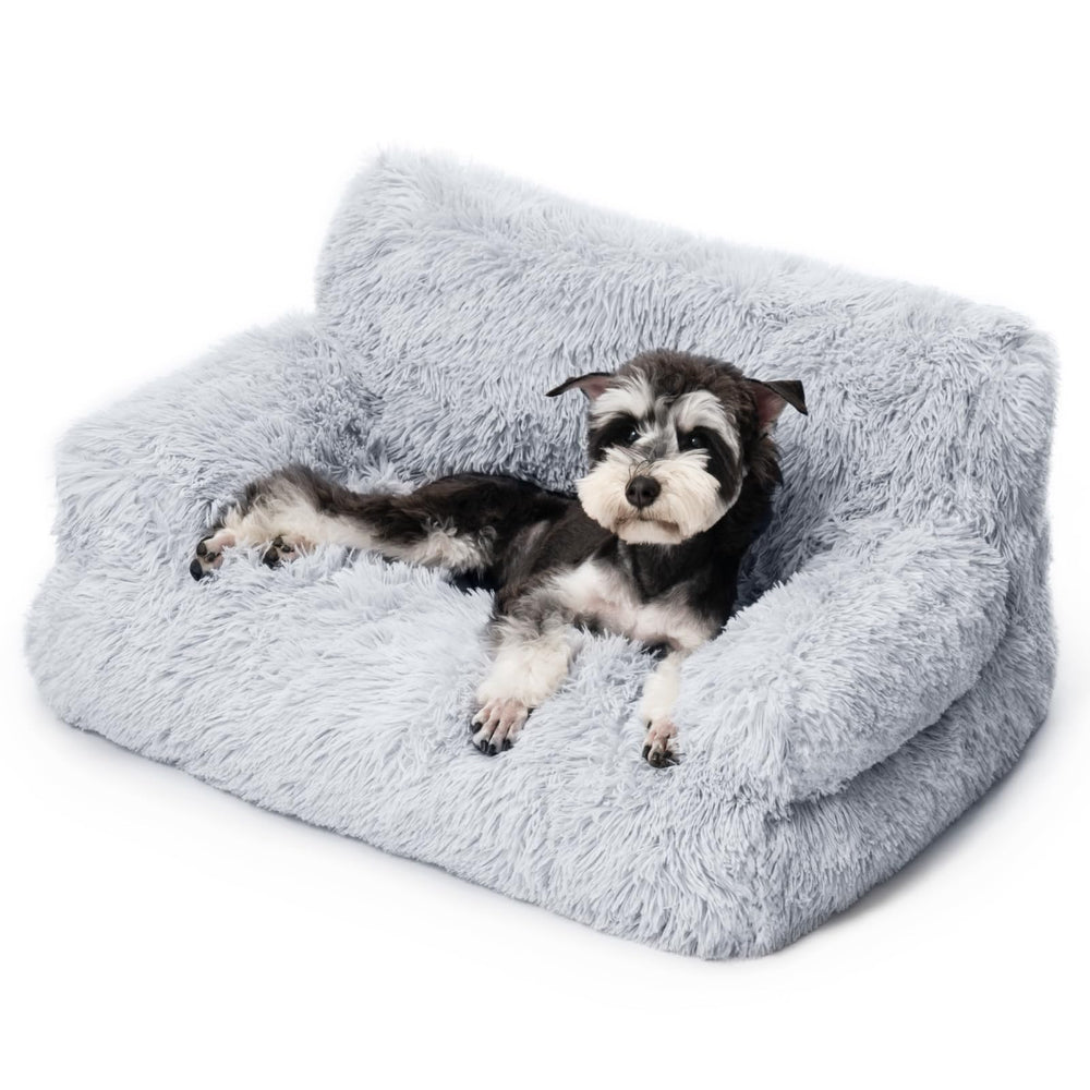 Mewoo sillon-perro-pequeno-gris ofrece descanso cómodo tras el juego.