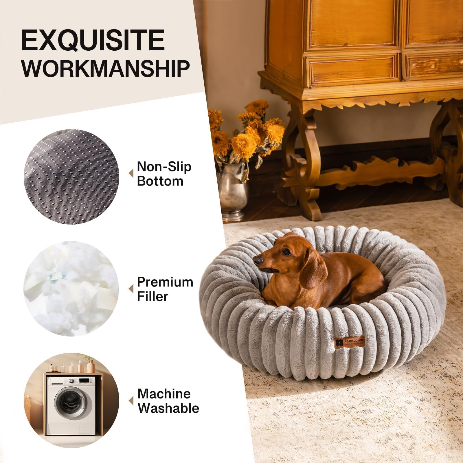 MEWOOFUN cama gato tejido ultra suave para sueño relajante