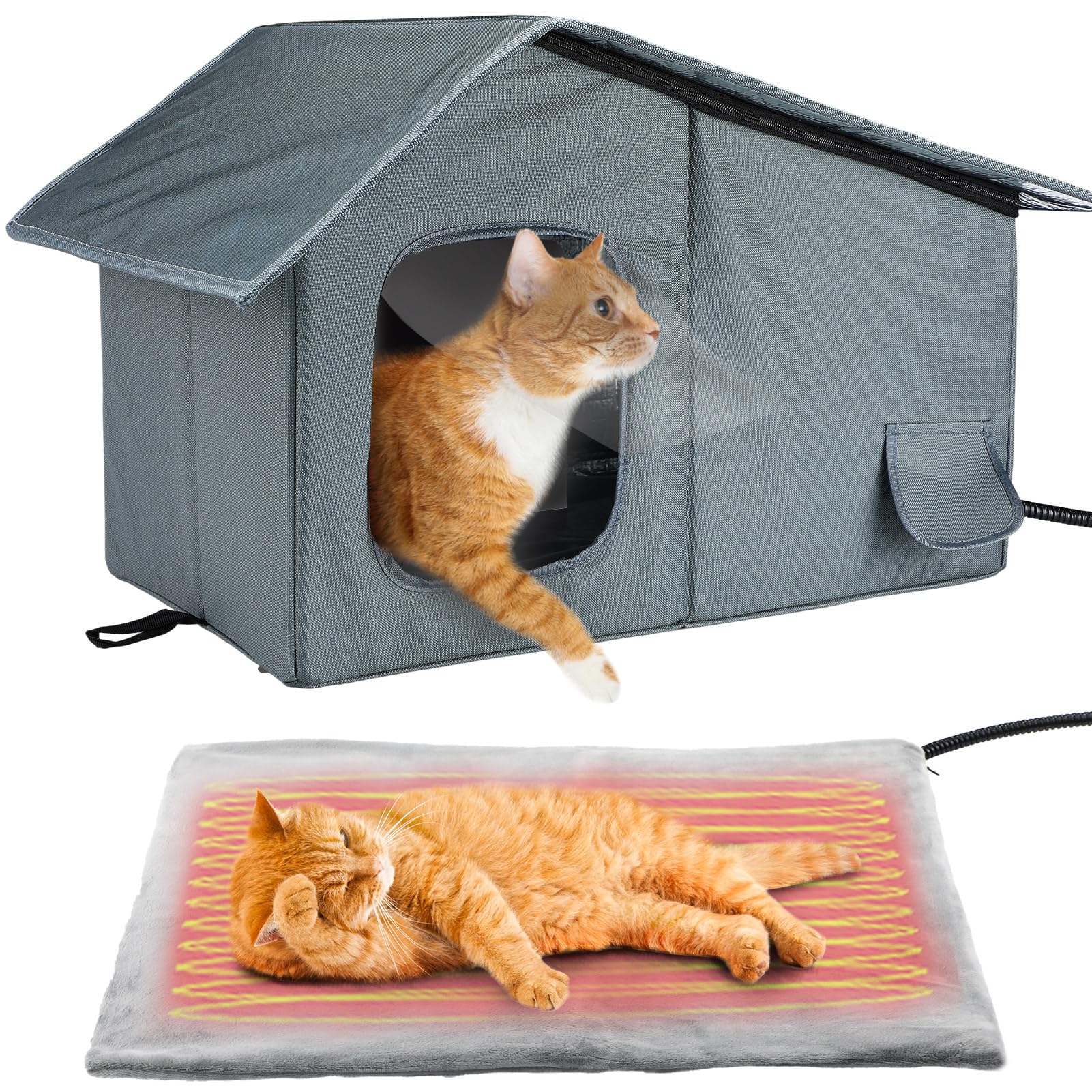 MEWTOGO casa-gatos-externa-techo-pvc refugio exterior impermeable para gatos