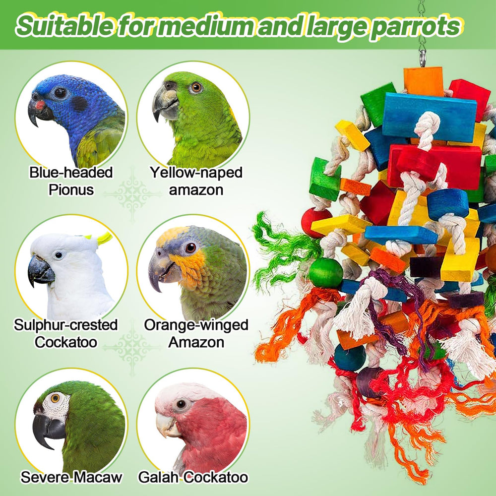 MEWTOGO Juguete Loro: diseño amplio para aves medianas y grandes.