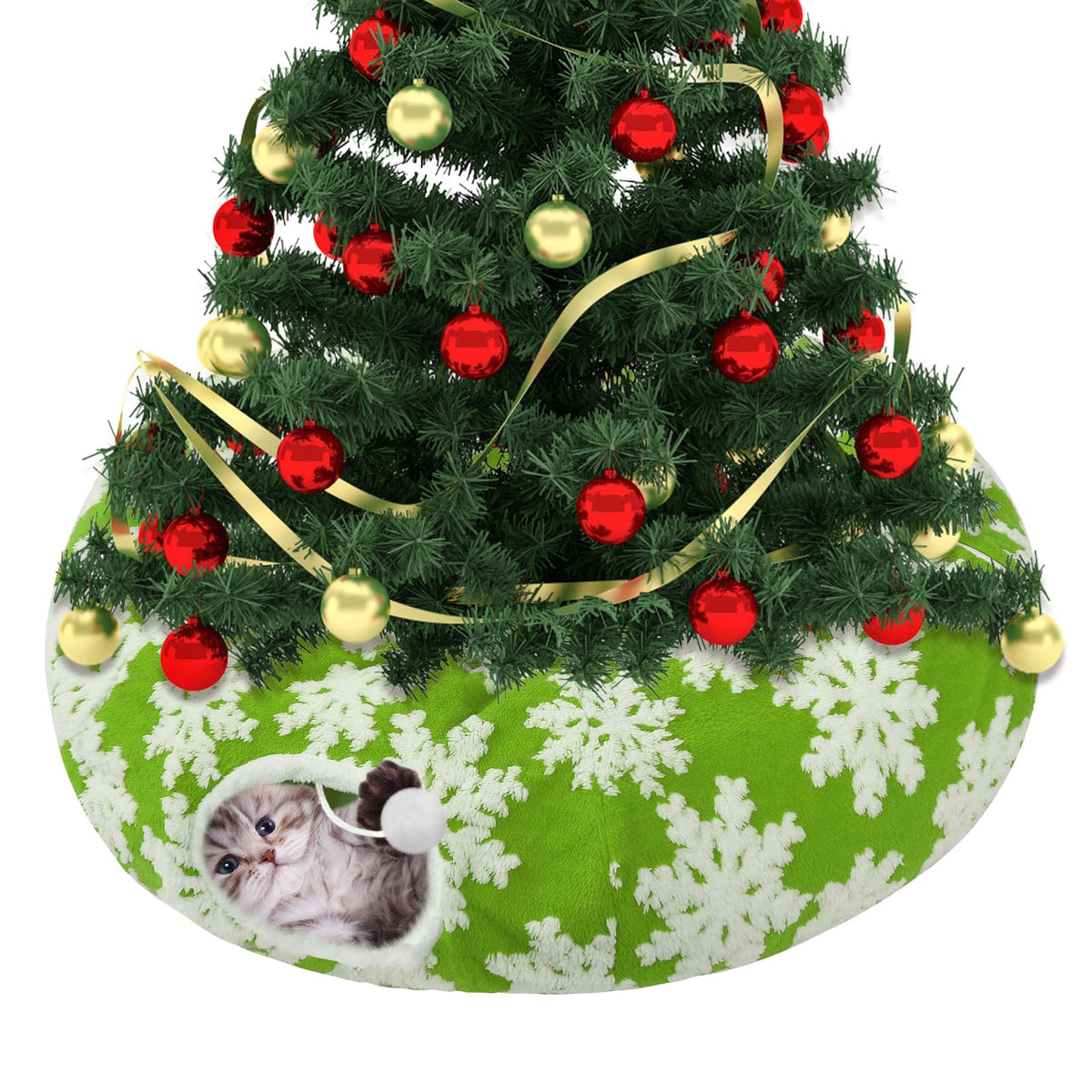 MEWTOGO tunel gato alrededor del arbol navidad copos de nieve para juego seguro