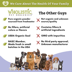 Mezcla diaria de espirulina para perros, fácil de usar.