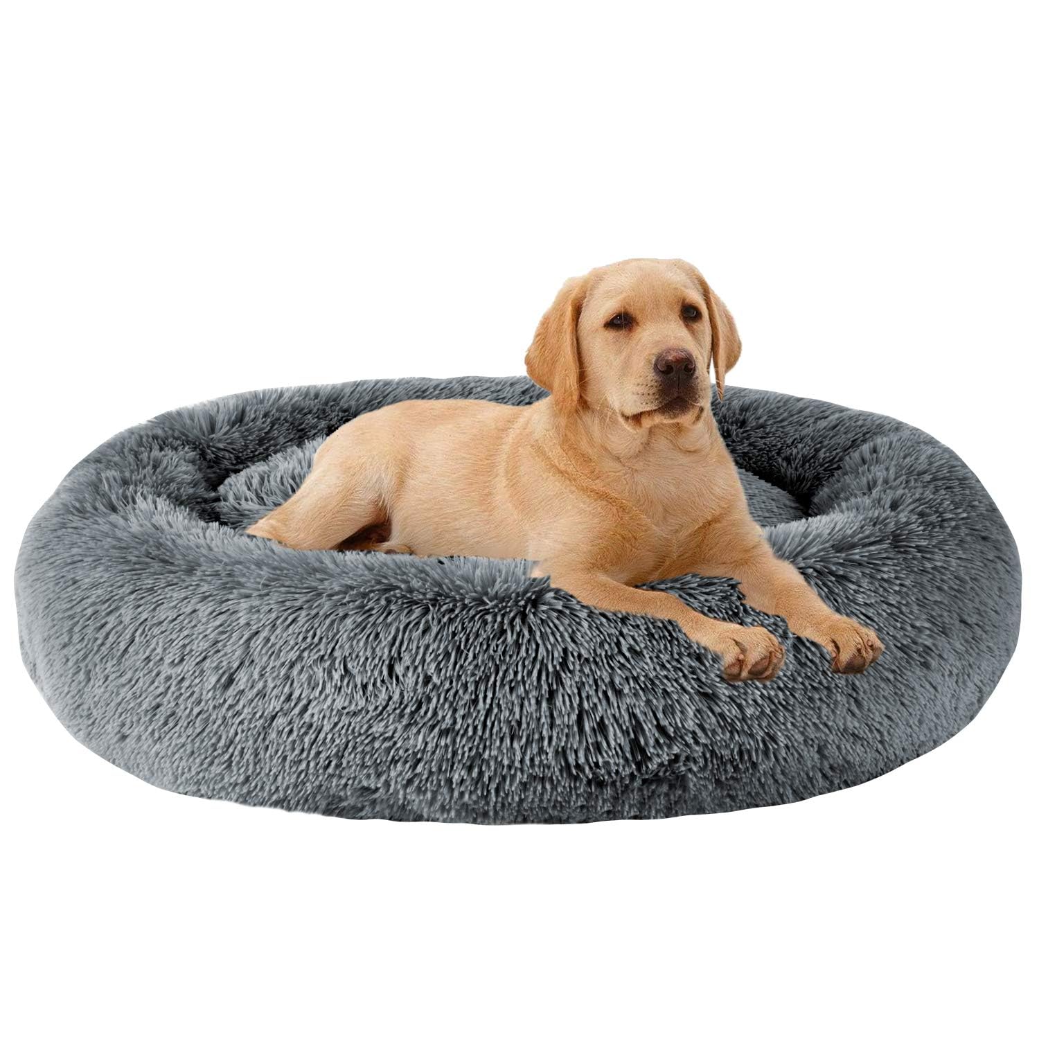 Cama MFOX donut gris 27, descanso envolvente para perros medianos