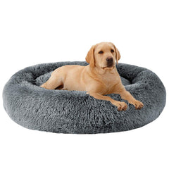 Cama MFOX donut gris 27, descanso envolvente para perros medianos