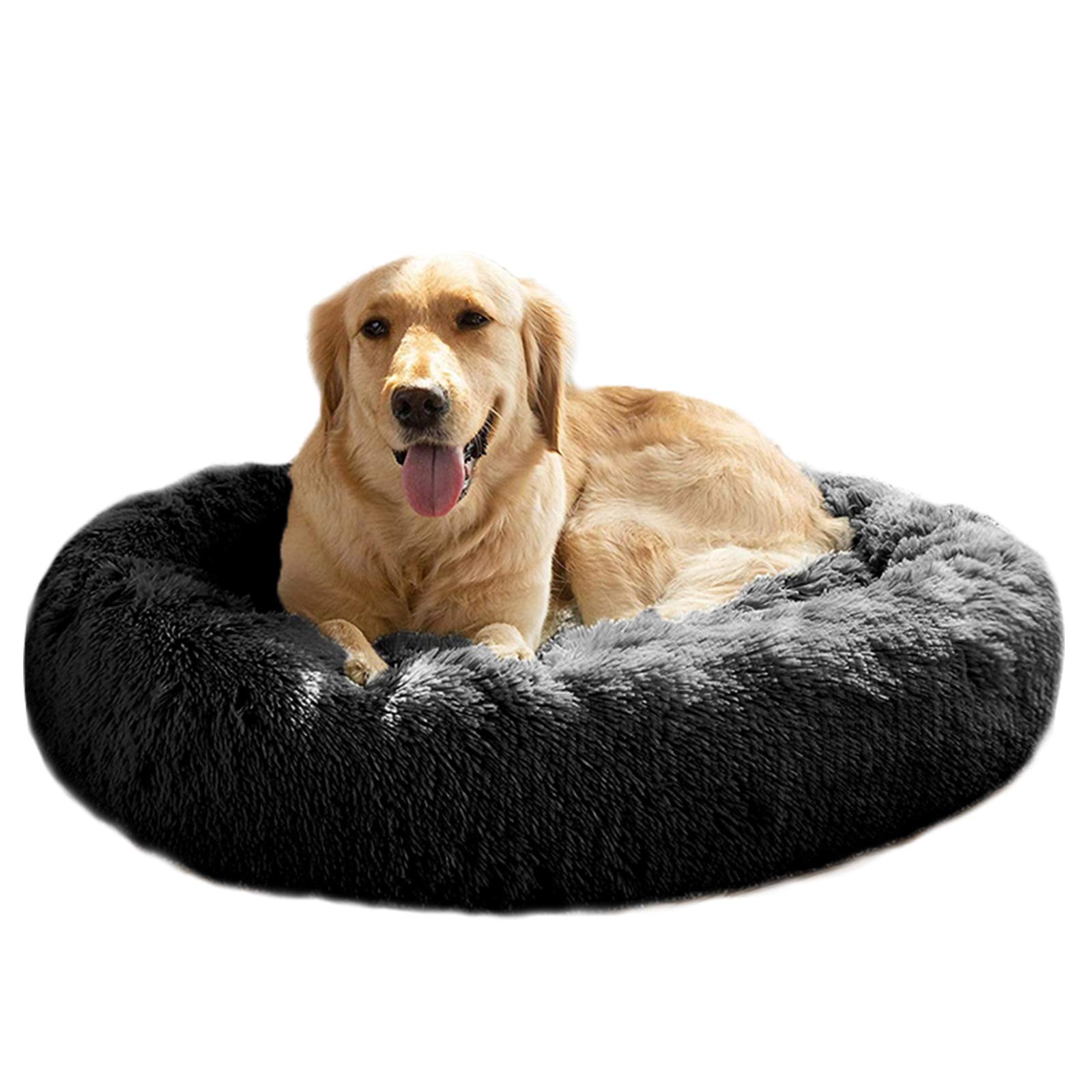 Cama donut MFOX para perros grandes de 36 pulgadas, ideal para reposo cómodo y seguro.