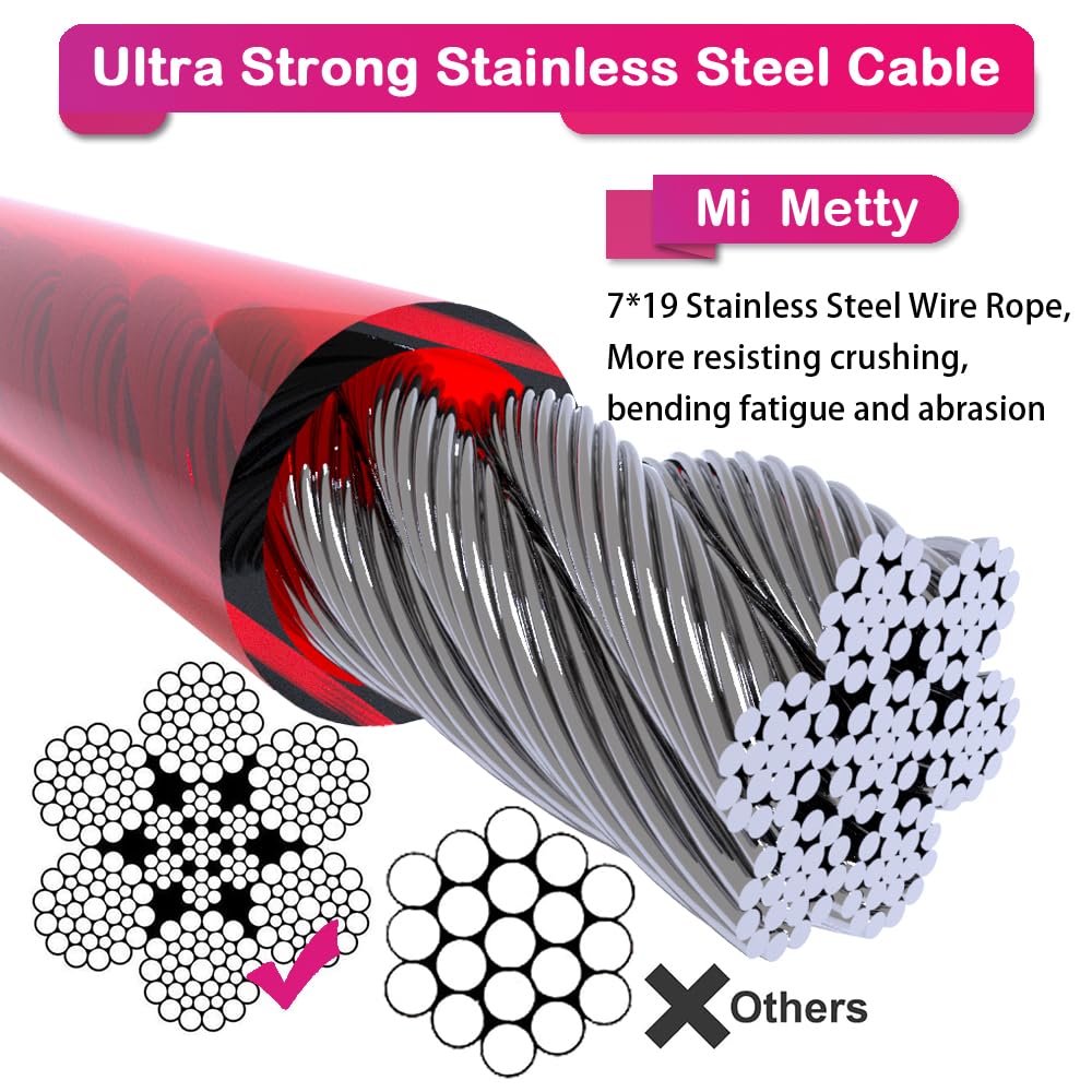 Mi Metty Cable de Amarre en acero con recubrimiento PVC antióxido resistente