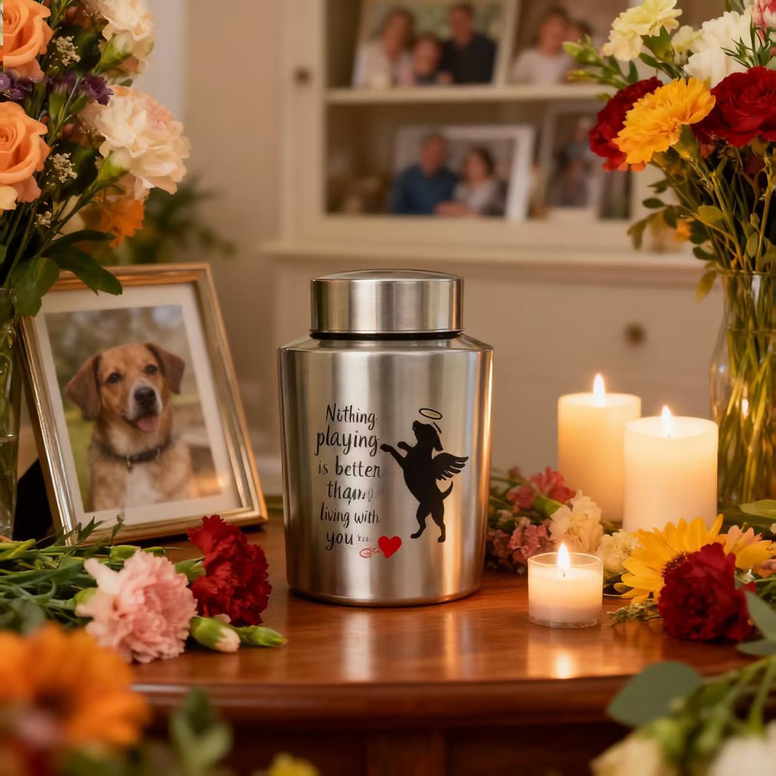 Urna para perros de 60 libras con espacio para cenizas