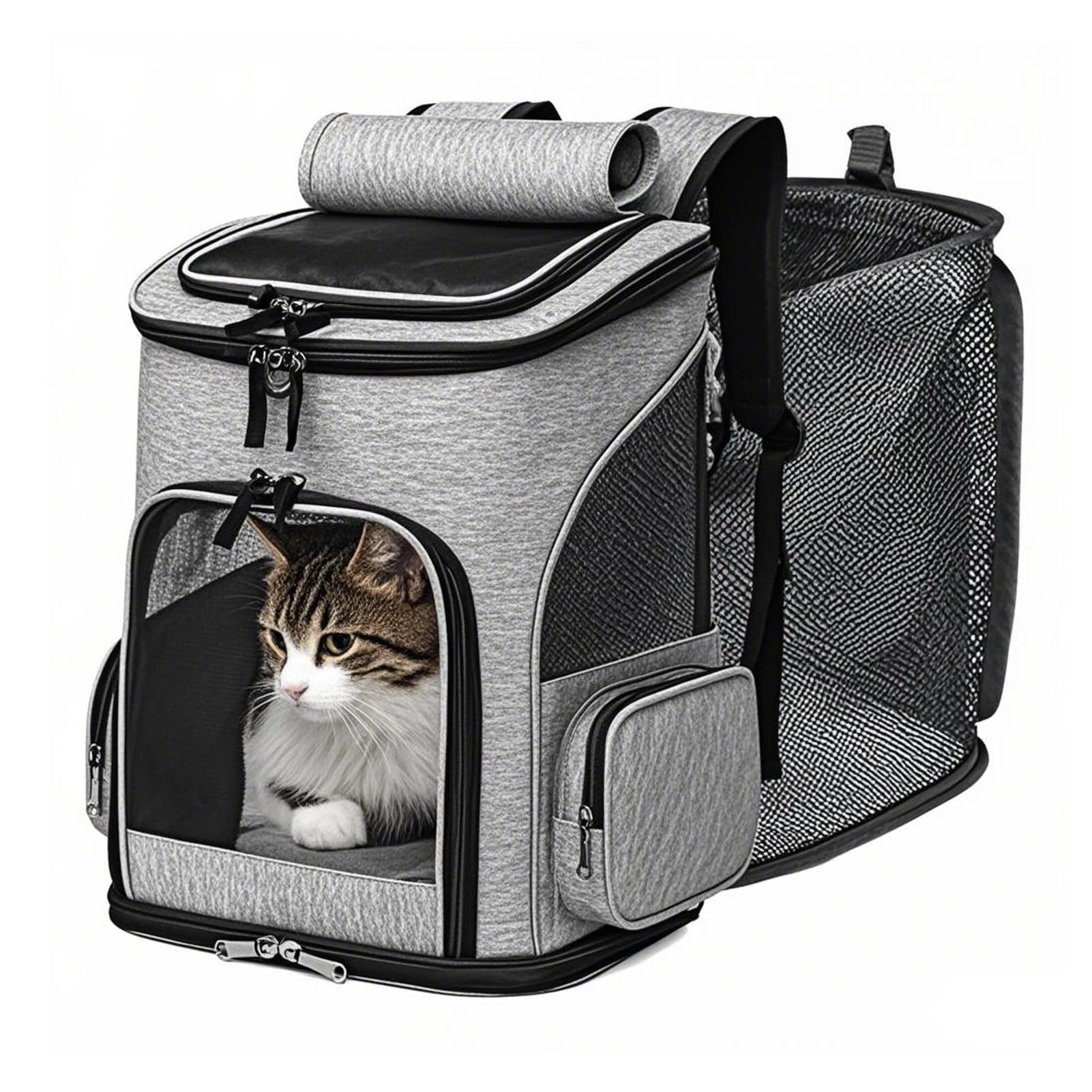 Miaoaws Mochila Gato Expansible: paneles laterales para más espacio cómodo